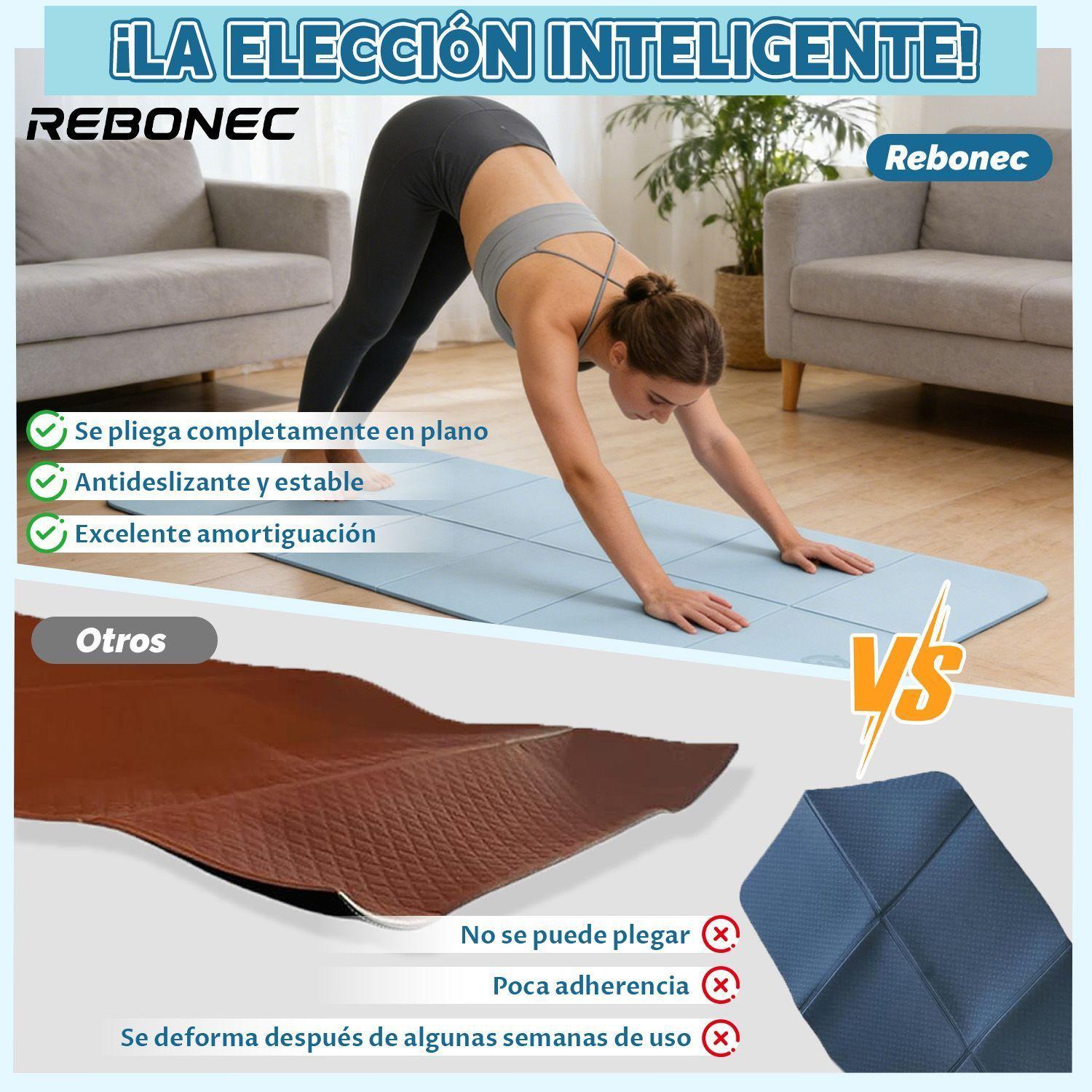 Colchoneta Mat Yoga Deportiva Plegable Tpe Grueso 8mm Bolso Azul-8