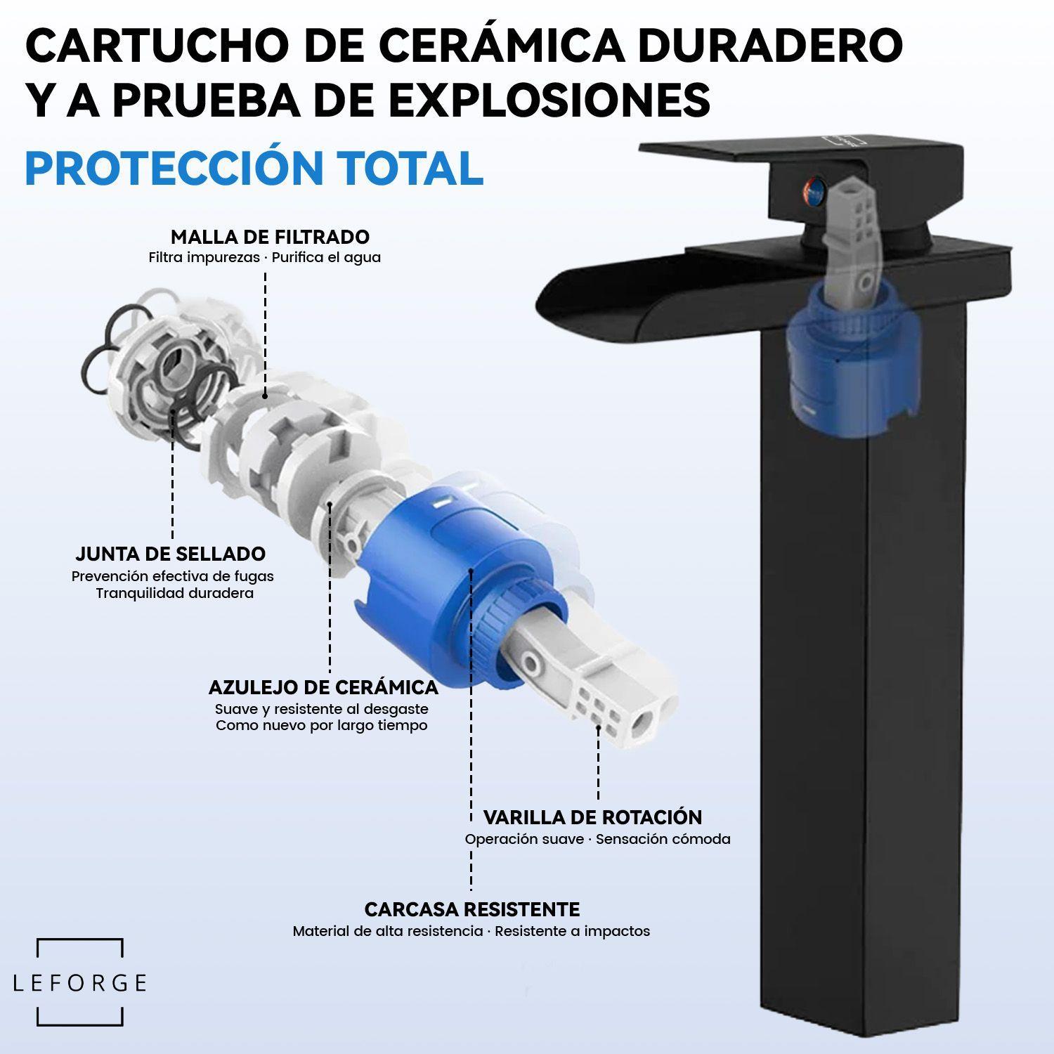 Llave Monomando Lavamanos Alta Bano Cascada Acero Inox 304-7
