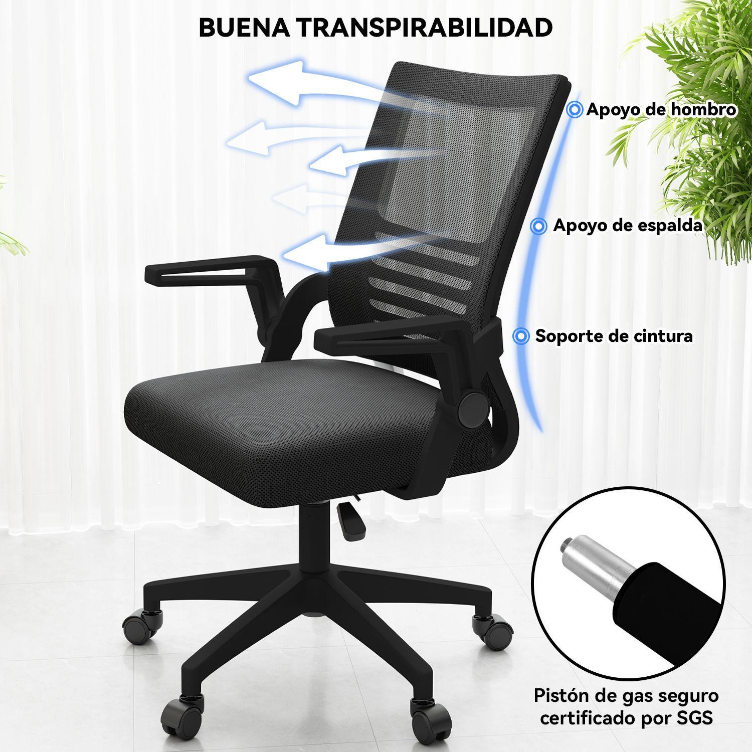 Silla Escritorio Emilia Oficina Ergonomica Acolchada Negra-2