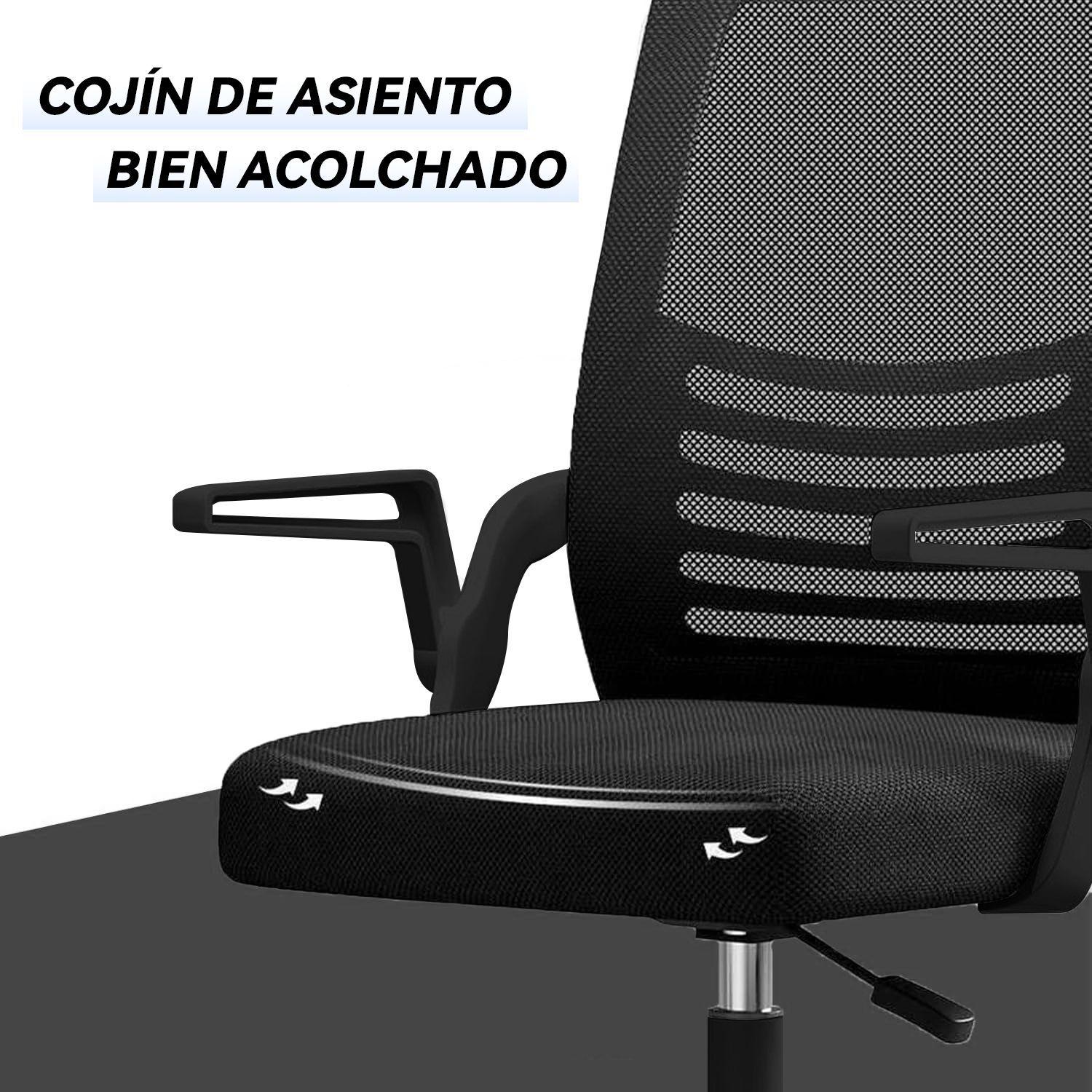 Silla Escritorio Emilia Oficina Ergonomica Acolchada Negra-3