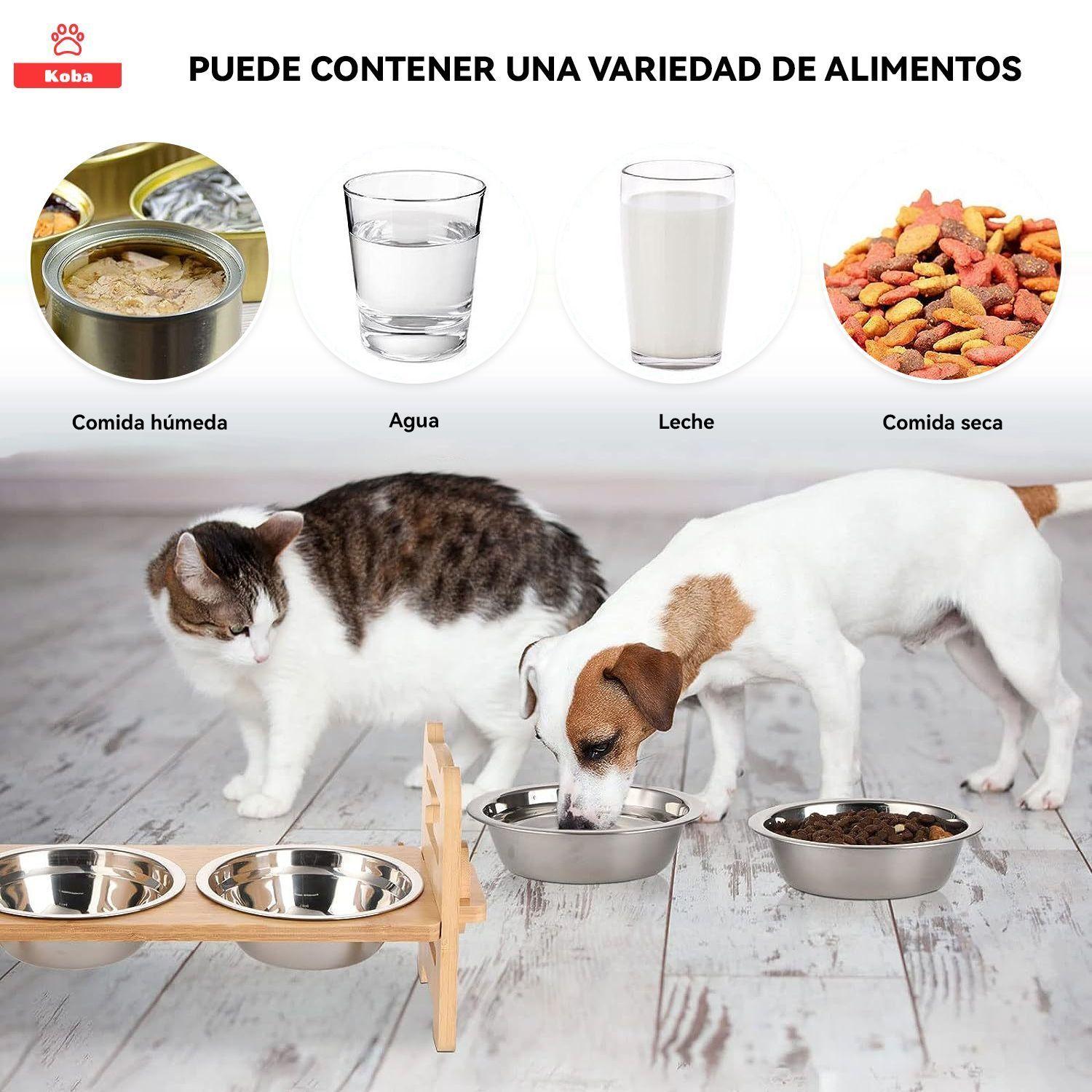 2 En 1 Comedero Bebedero Ajustable Para Mascotas Perro Gato-3