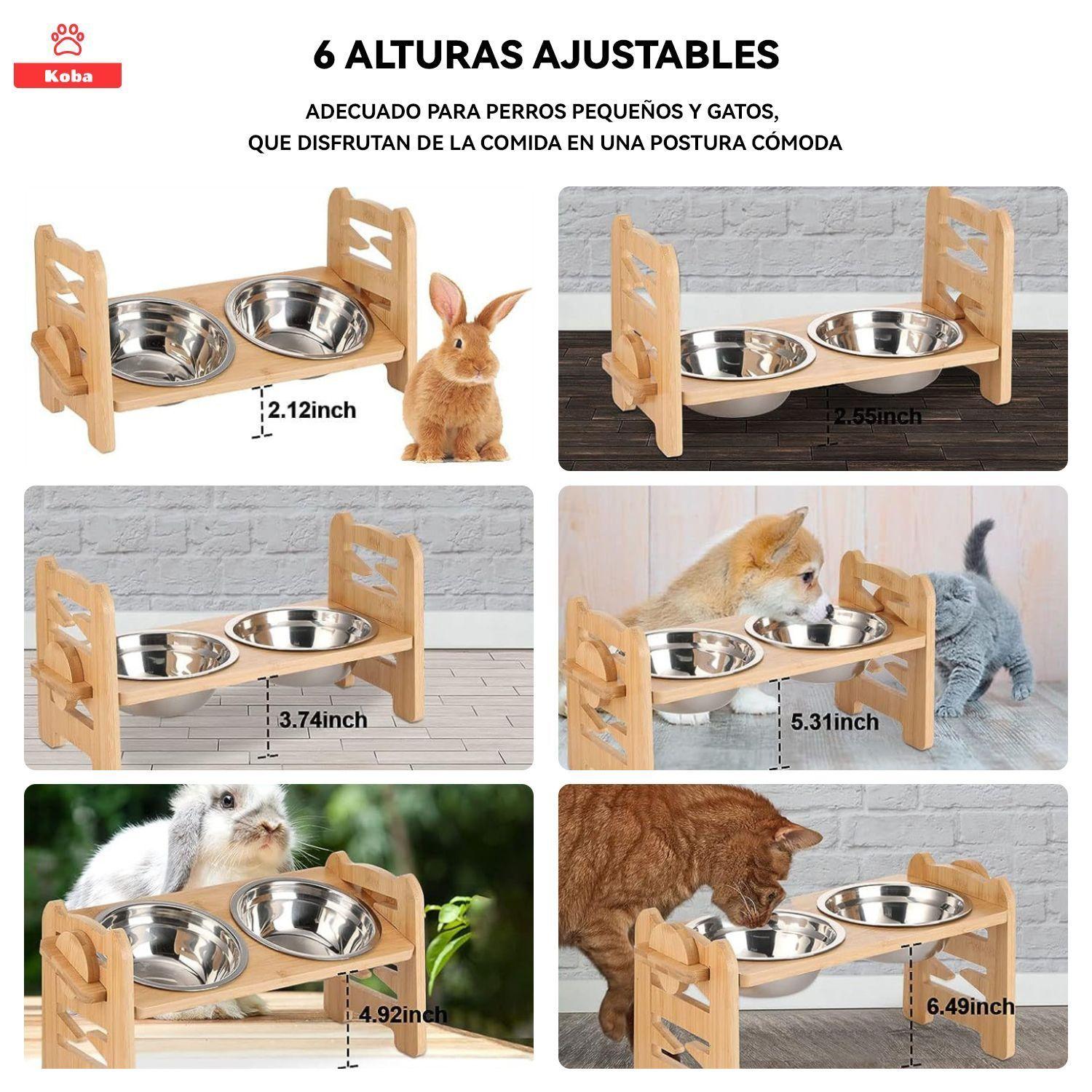 2 En 1 Comedero Bebedero Ajustable Para Mascotas Perro Gato-4