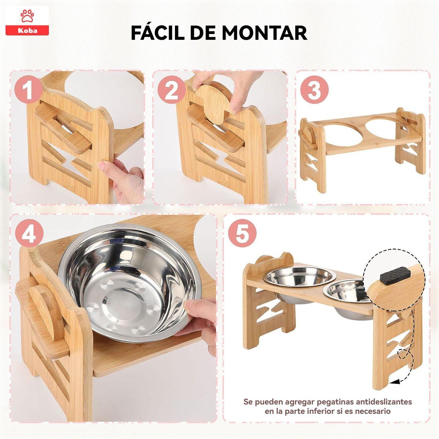 2 En 1 Comedero Bebedero Ajustable Para Mascotas Perro Gato-5