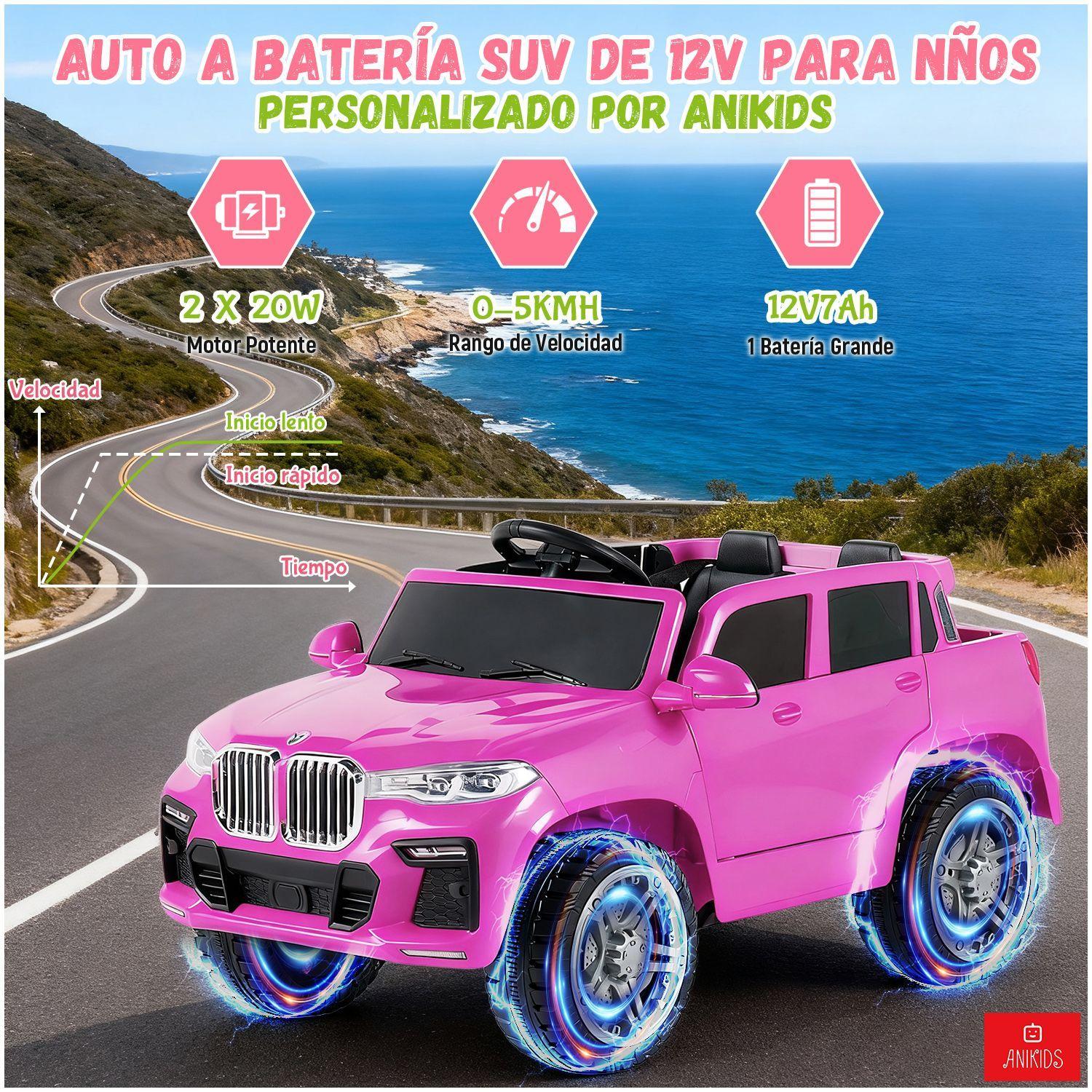 Auto Electrico Para Ninos Ninas 12v 7ah Control Remoto Suv Color Fucsia-1