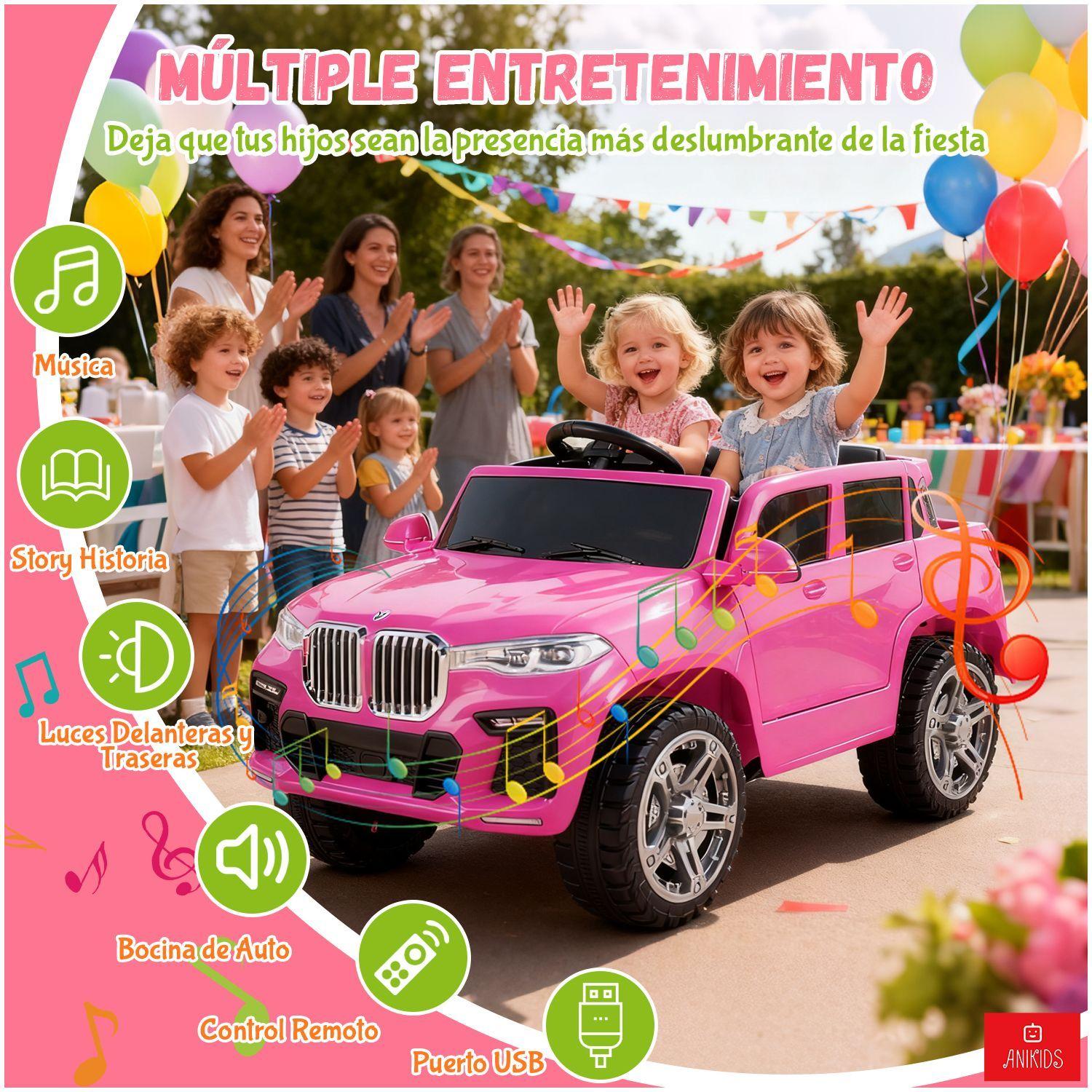 Auto Electrico Para Ninos Ninas 12v 7ah Control Remoto Suv Color Fucsia-6