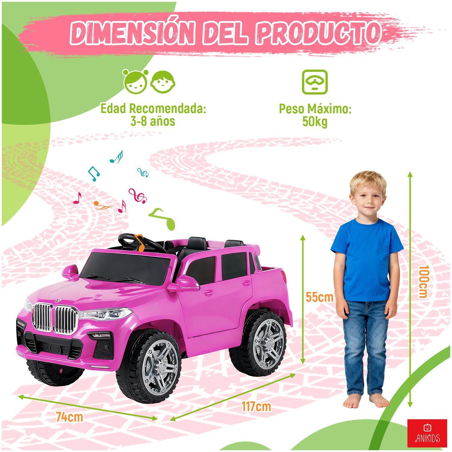 Auto Electrico Para Ninos Ninas 12v 7ah Control Remoto Suv Color Fucsia-9