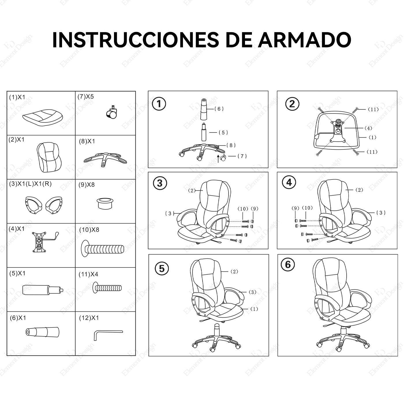 Silla Emilio premium Escritorio Ejecutiva Oficina Cuero Pu-5