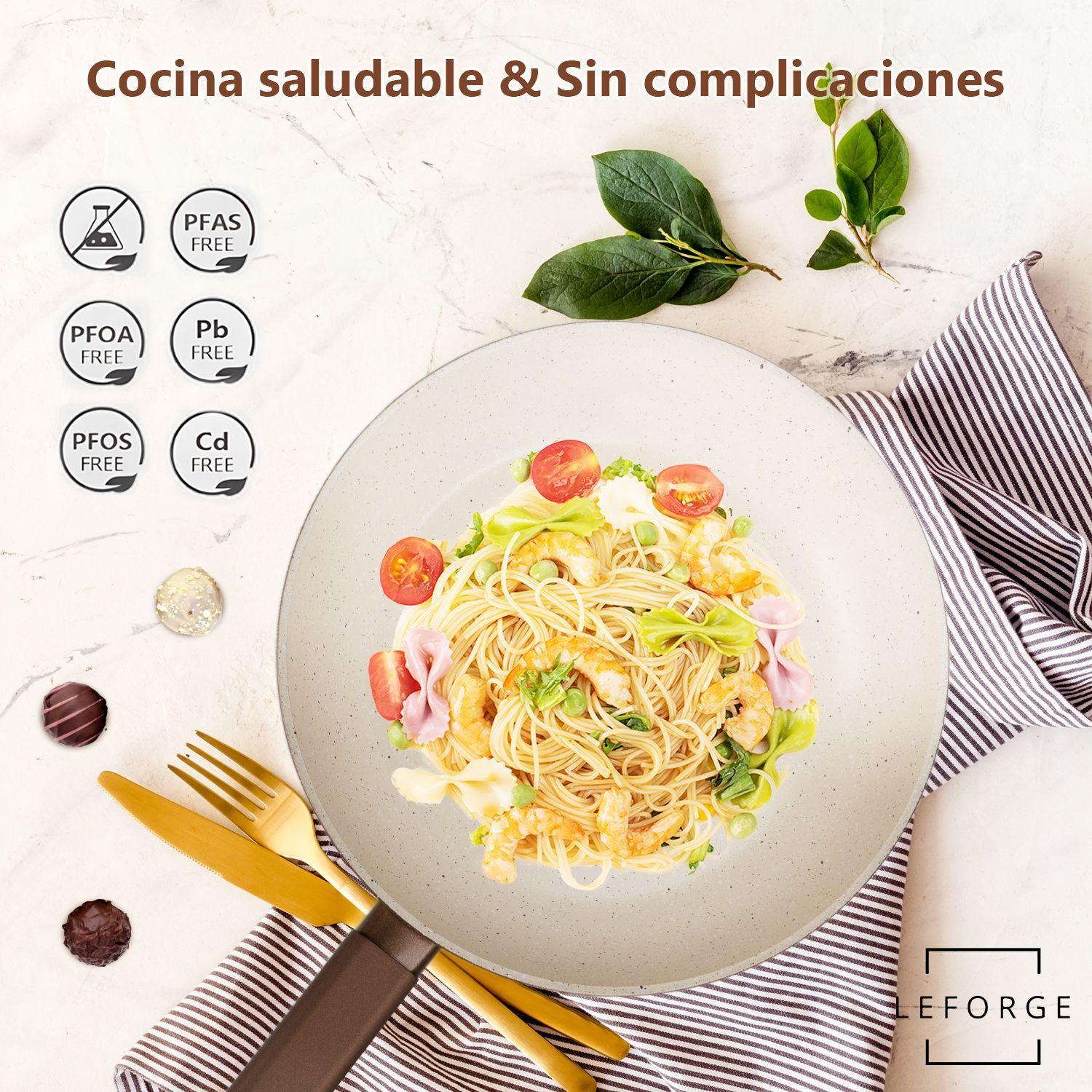 Bateria Cocina Ceramica Granito Antiadherente 8 Piezas Chocolate Crema-2