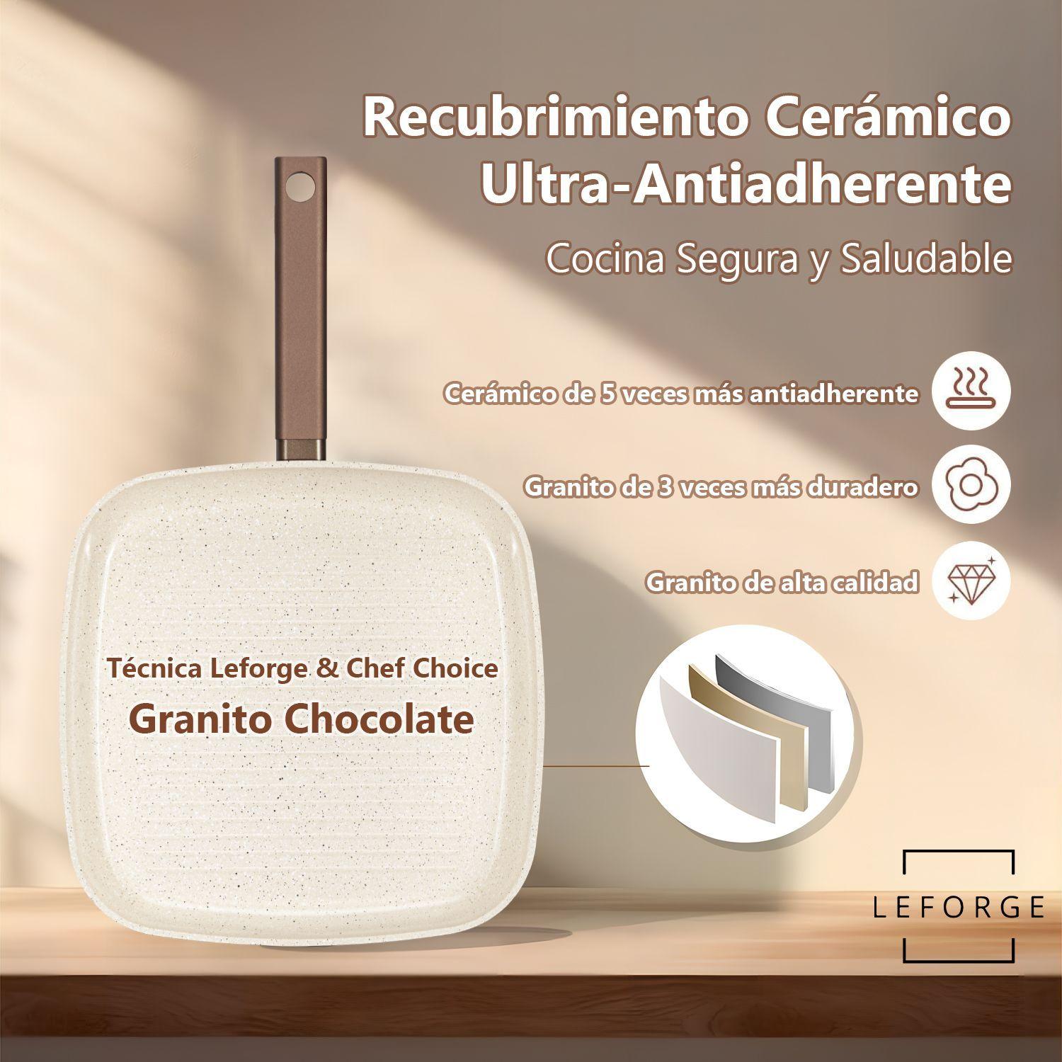 Bateria Cocina Ceramica Granito Antiadherente 8 Piezas Chocolate Crema-4