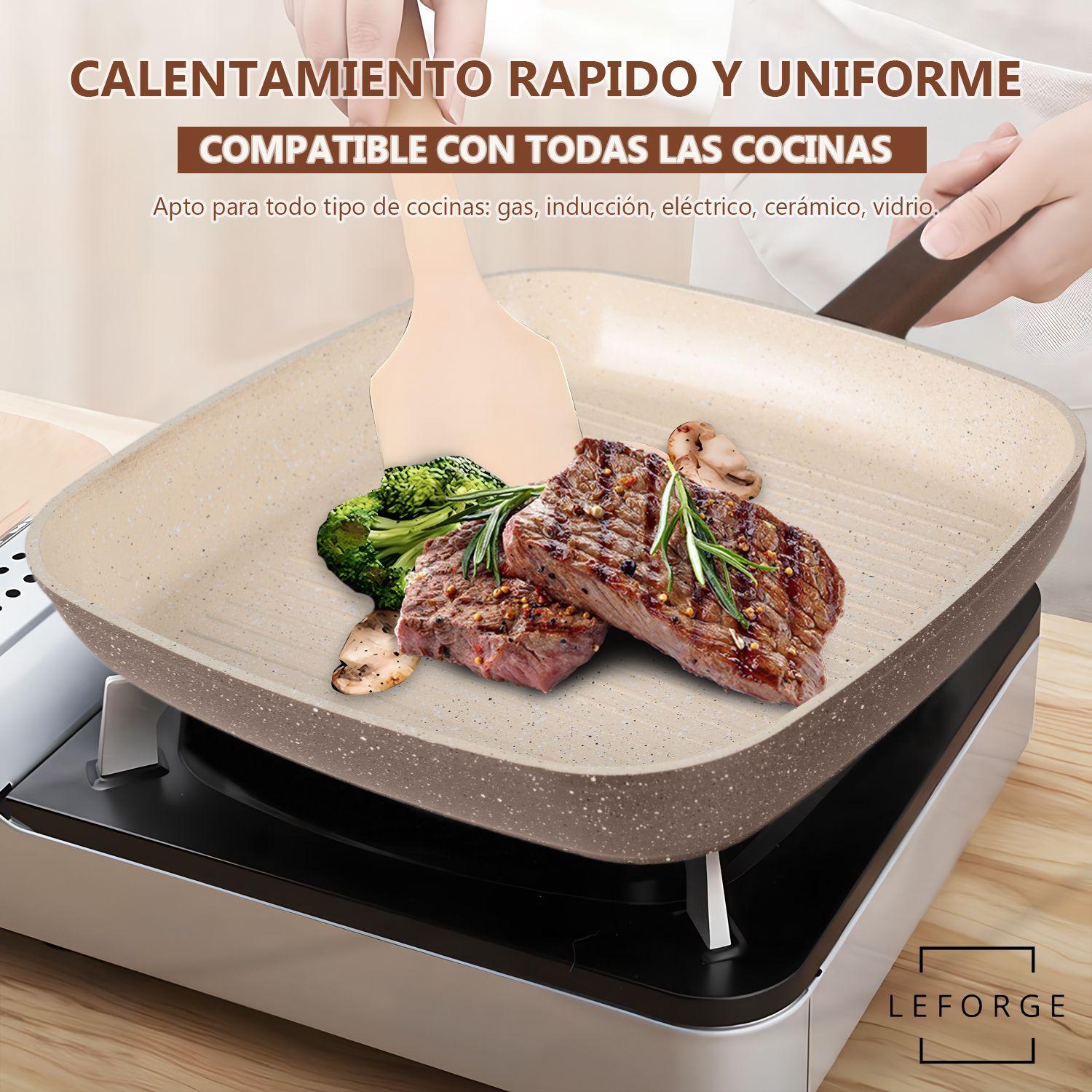 Bateria Cocina Ceramica Granito Antiadherente 8 Piezas Chocolate Crema-6