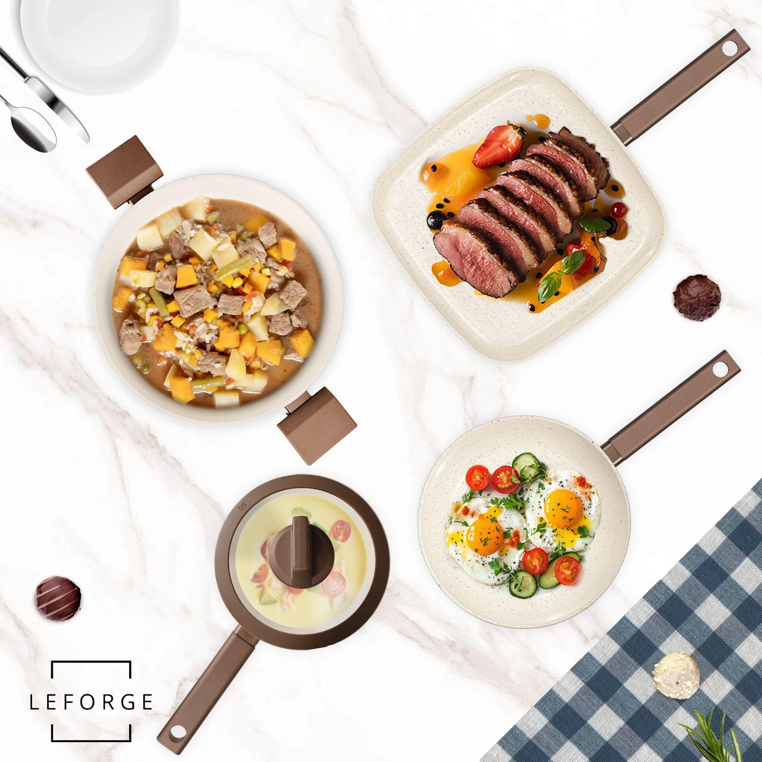 Bateria Cocina Ceramica Granito Antiadherente 8 Piezas Chocolate Crema-7