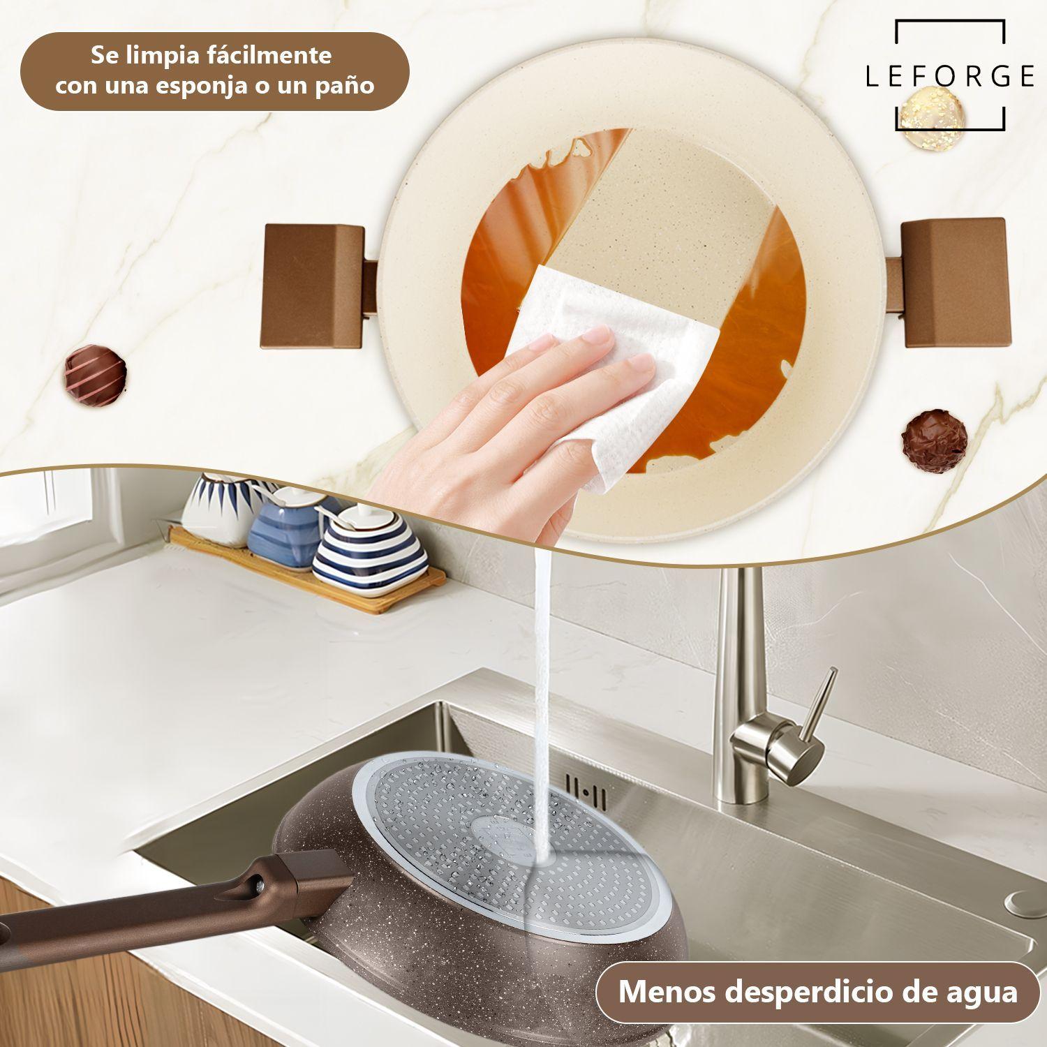 Bateria Cocina Ceramica Granito Antiadherente 8 Piezas Chocolate Crema-8