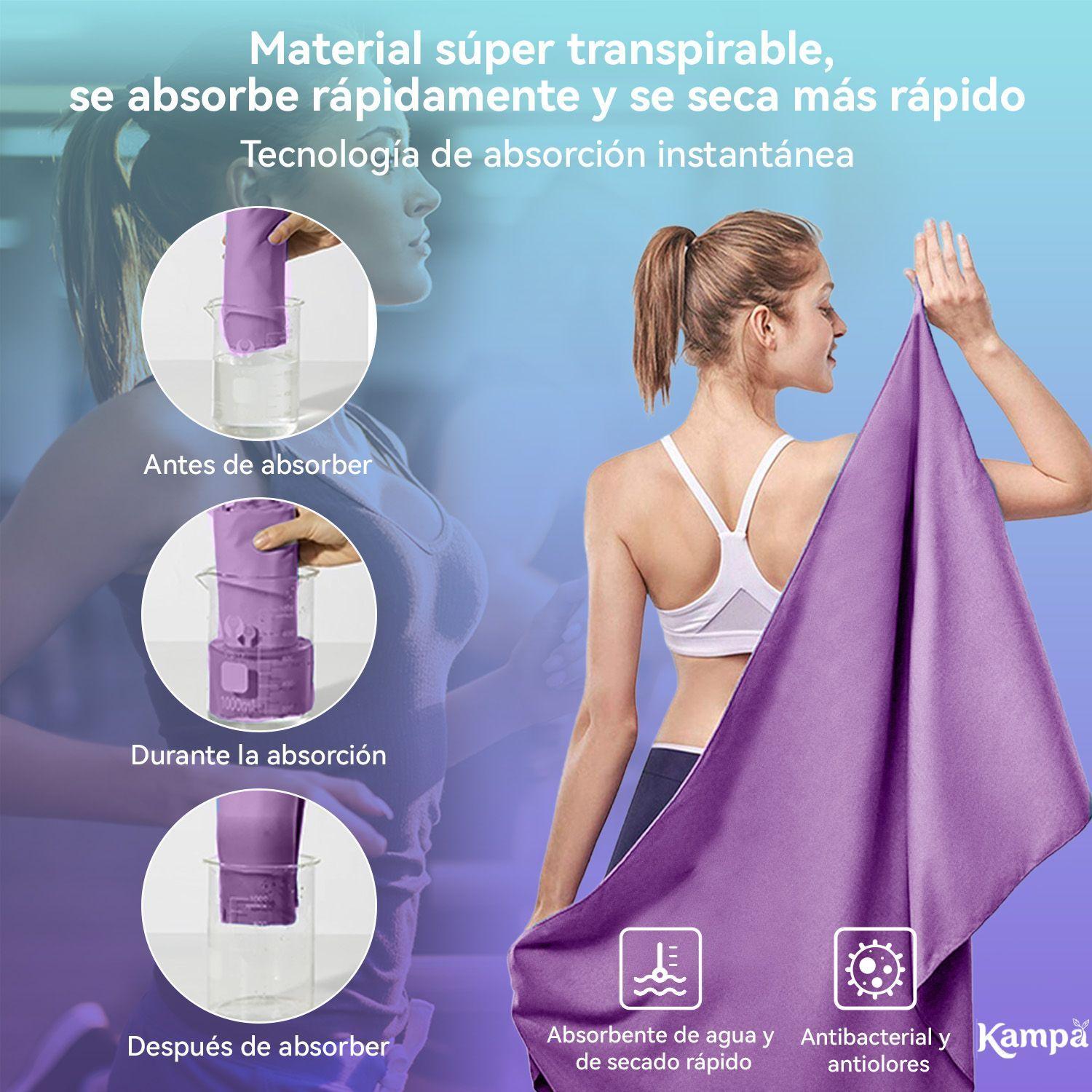 Toalla Microfibra 3pcs Secado Rapido Bano Viaje Deporte Lila-1