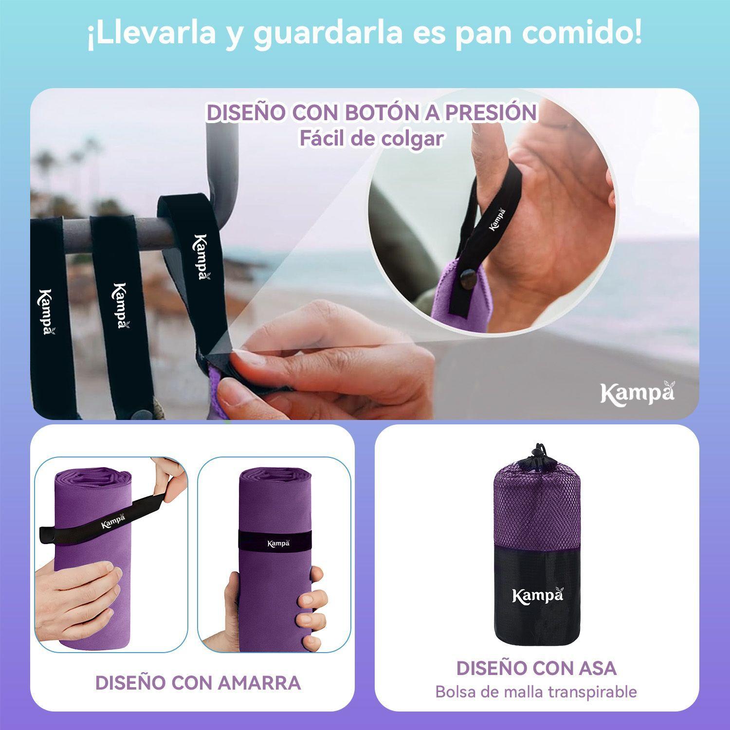 Toalla Microfibra 3pcs Secado Rapido Bano Viaje Deporte Lila-5