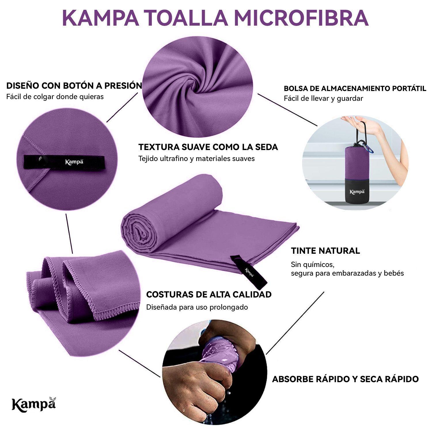 Toalla Microfibra 3pcs Secado Rapido Bano Viaje Deporte Lila-7