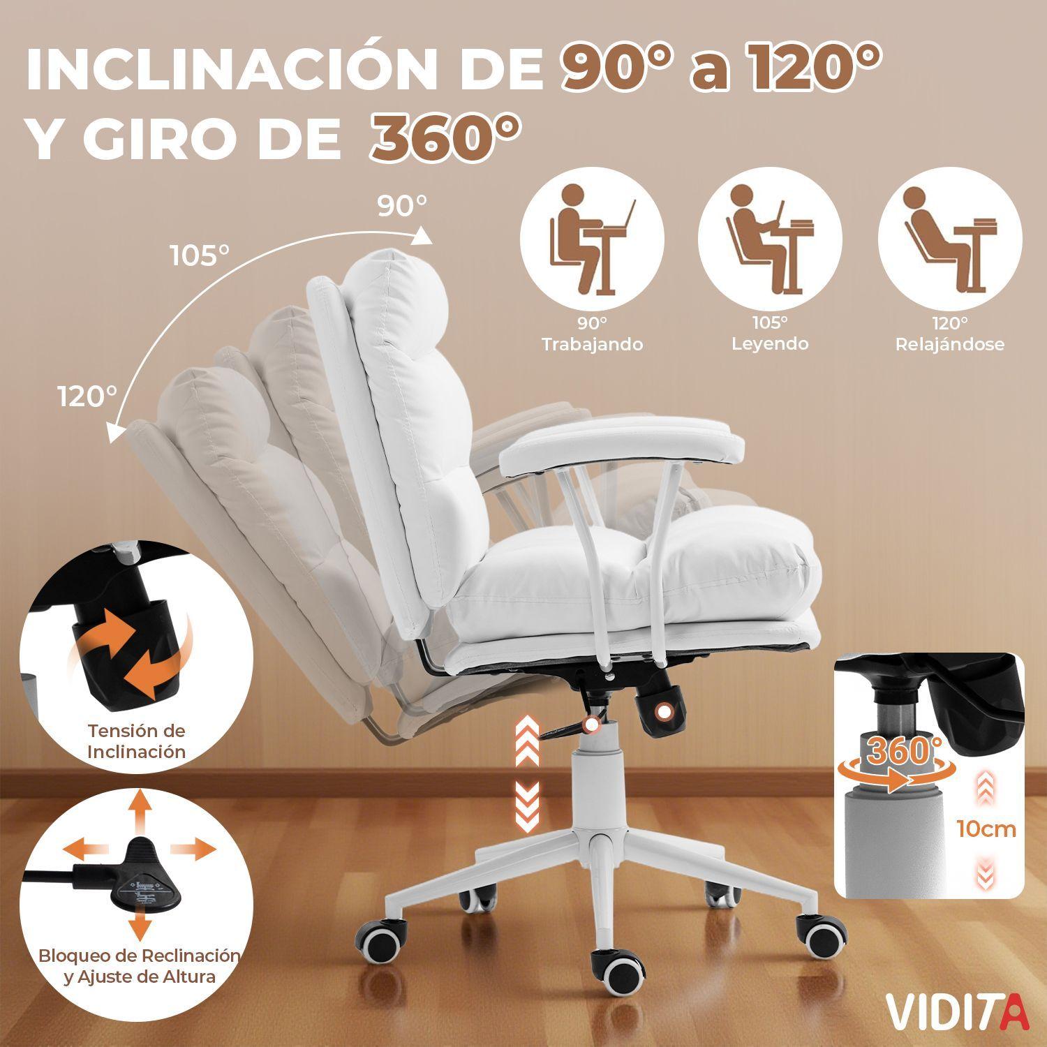Silla De Escritorio Emilia Pro Ergonomica Cuero Pu Blanco-2