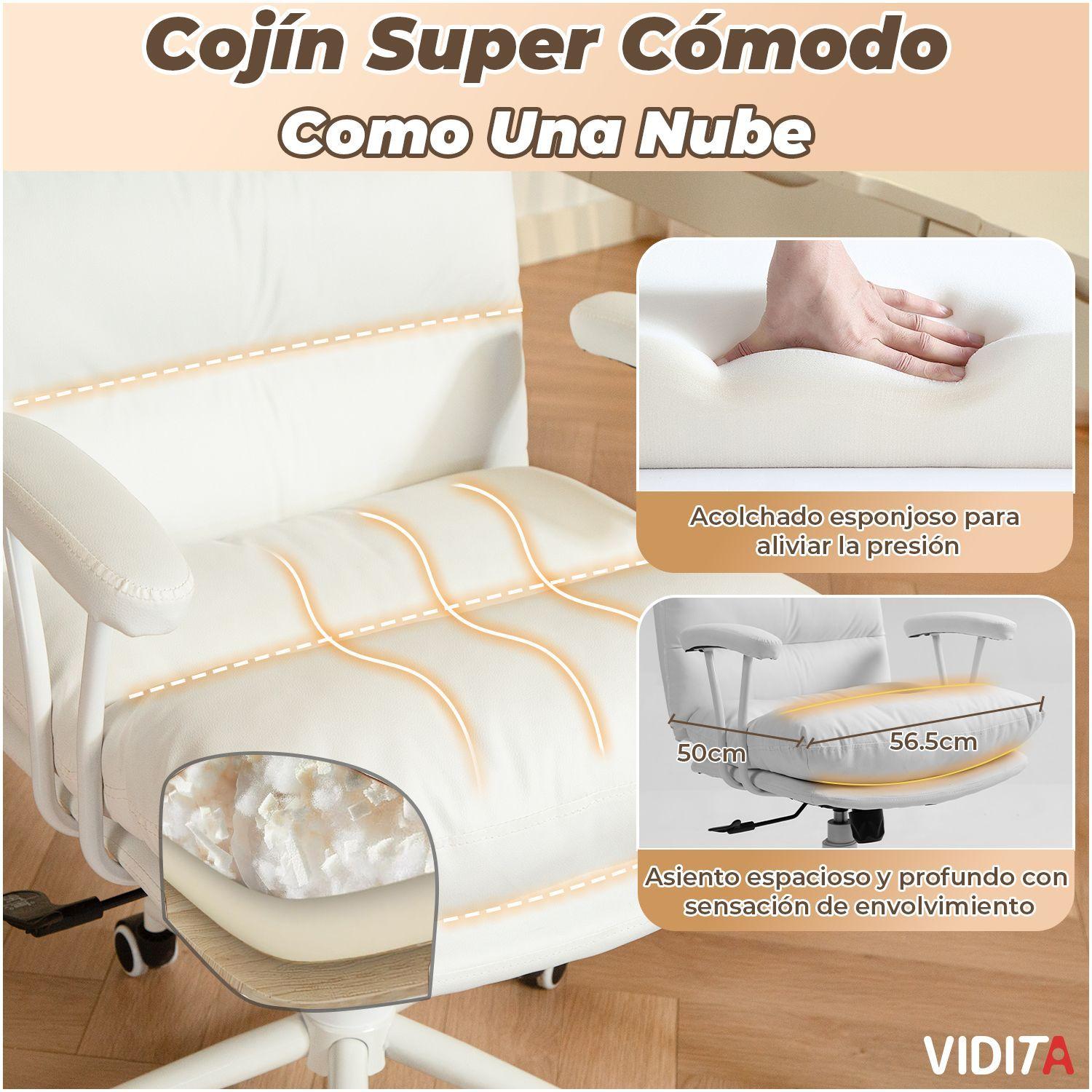 Silla De Escritorio Emilia Pro Ergonomica Cuero Pu Blanco-4