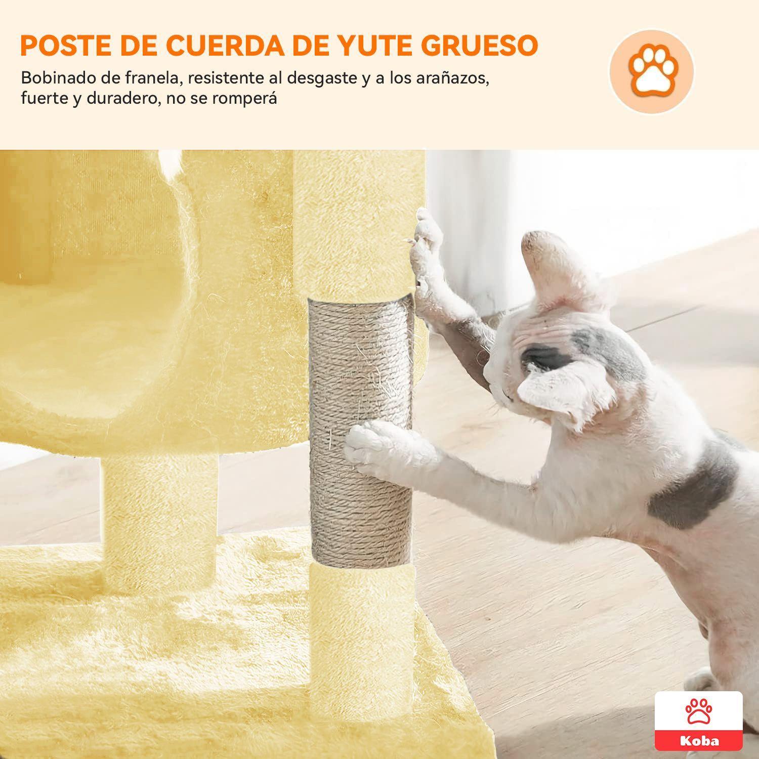 Rascador Arbol Para Gatos Caseros Torre Con Yute 116cm Beige-7