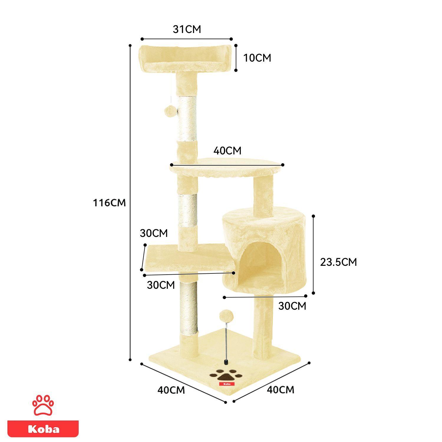 Rascador Arbol Para Gatos Caseros Torre Con Yute 116cm Beige-8