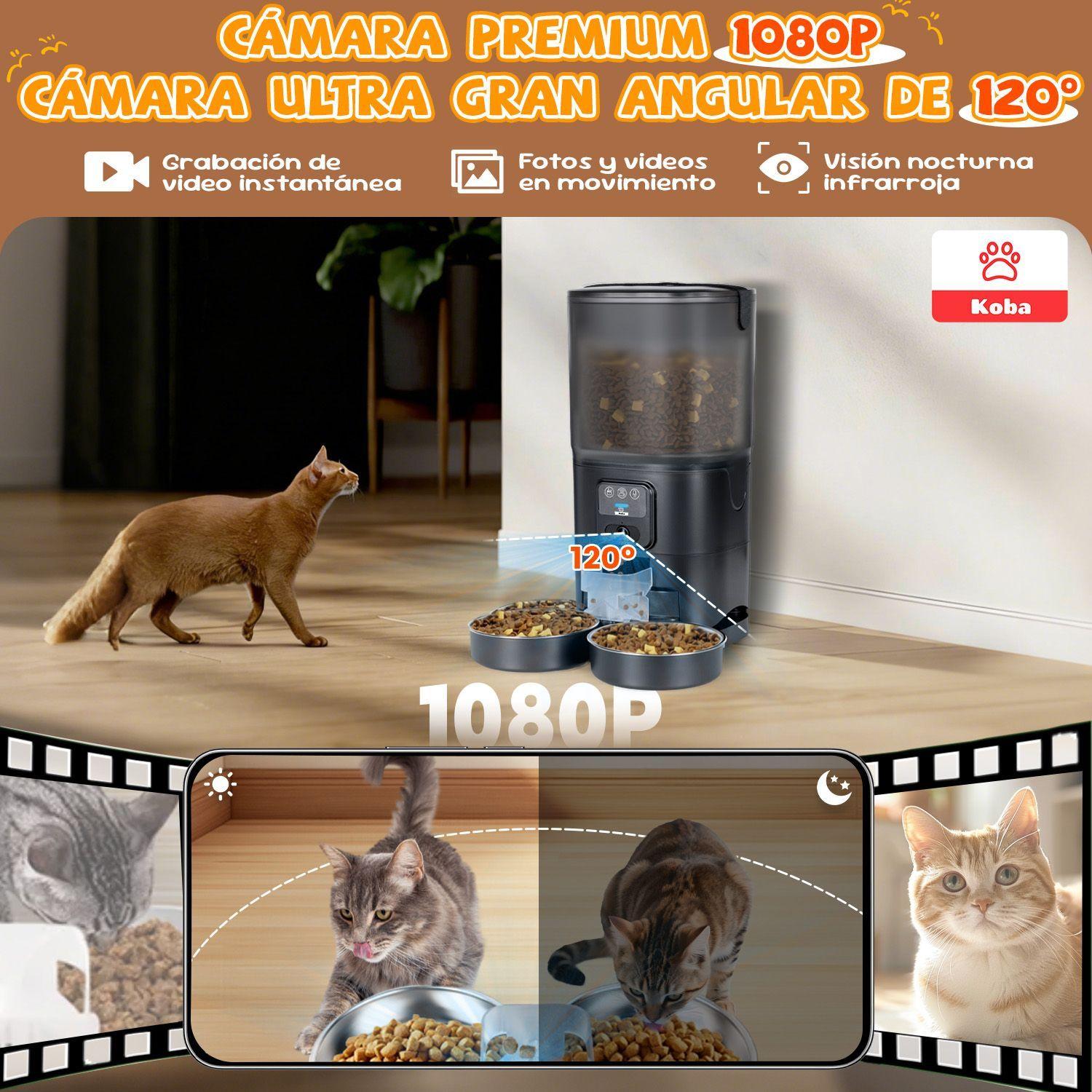 Dispensador Alimento Automatico Mascota Camara 1080p Wifi 7l Negro-2