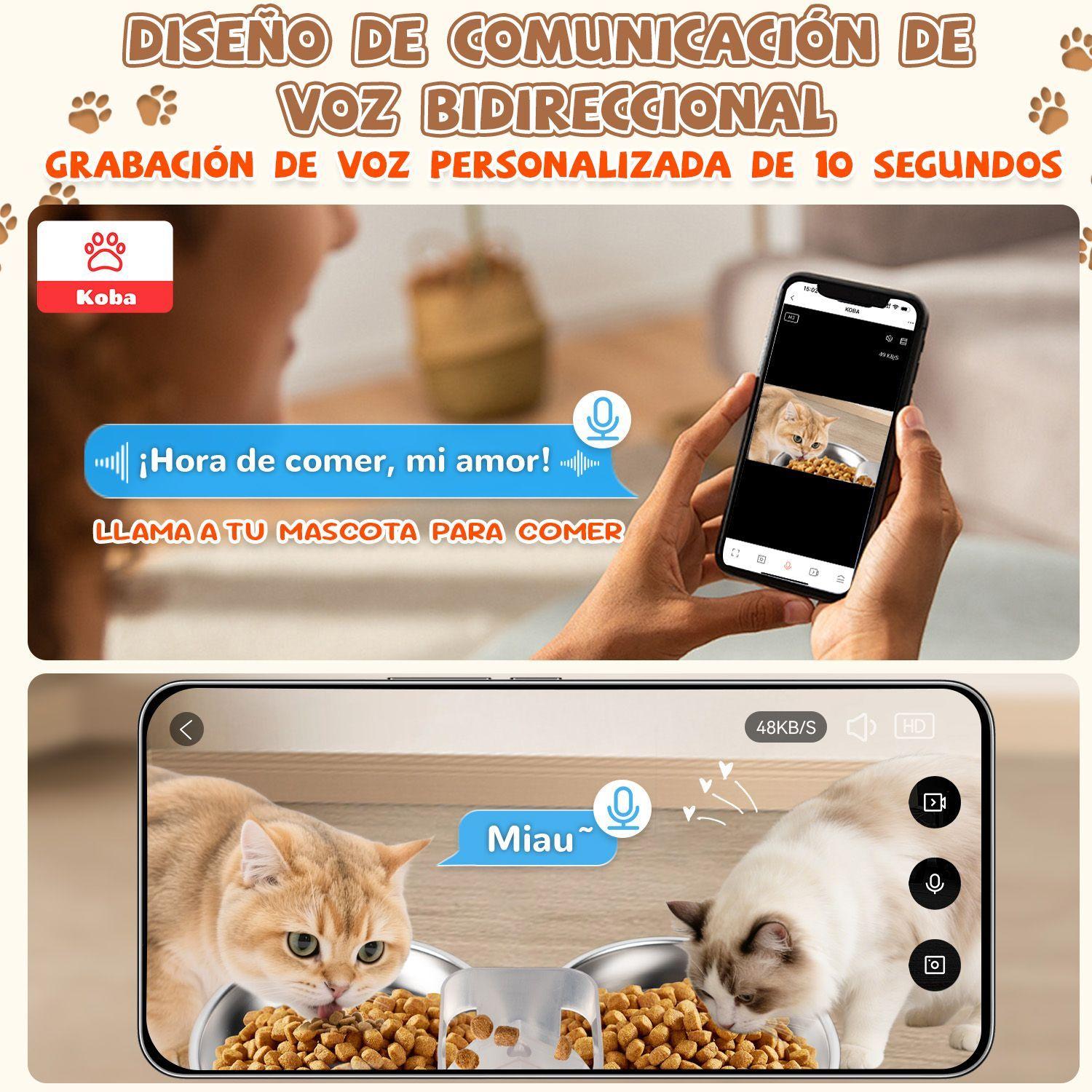 Dispensador Alimento Automatico Mascota Camara 1080p Wifi 7l Negro-4