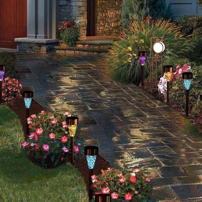 Foco Led solar tipo mosaico para jardín Pack 3uds-4