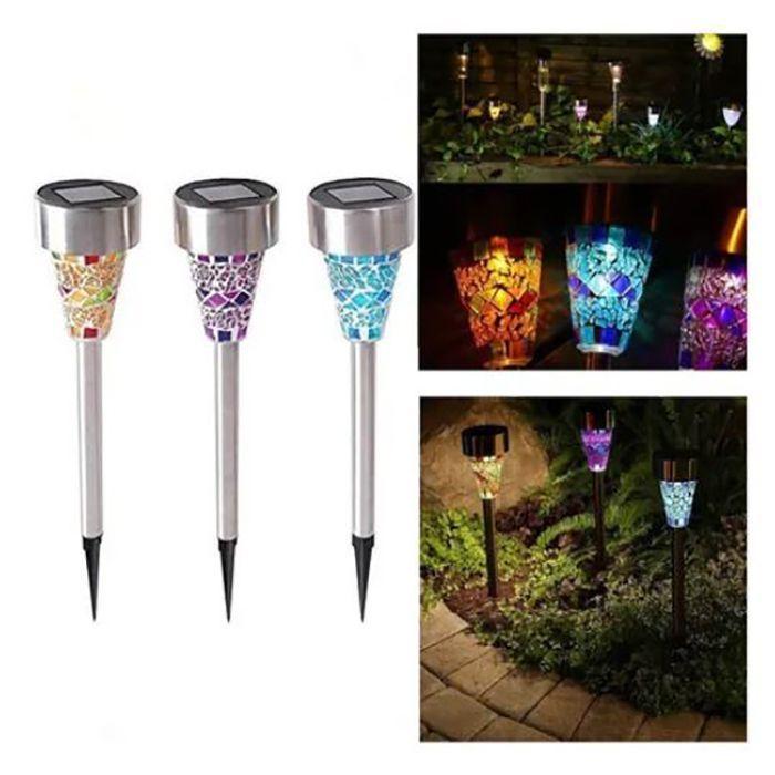 Foco Led solar tipo mosaico para jardín Pack 3uds-3