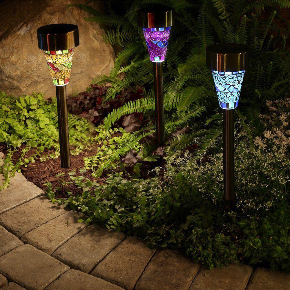 Foco Led solar tipo mosaico para jardín Pack 3uds-7