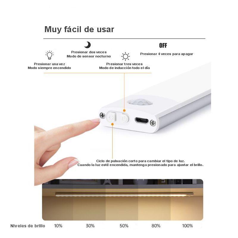 Lámpara Barra Led Inalámbrica Usb Sensor De Movimiento 10cm-3