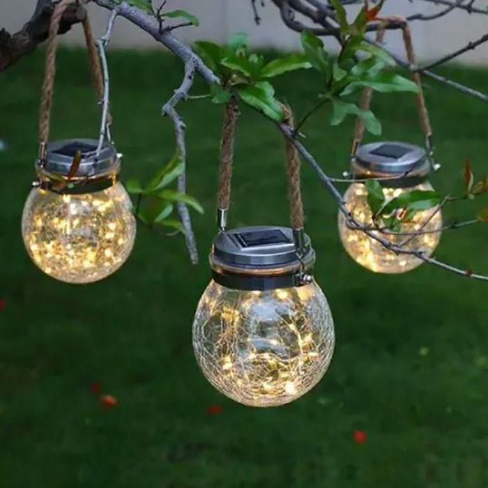 Lámpara solar Led colgante para jardín luz cálida-6