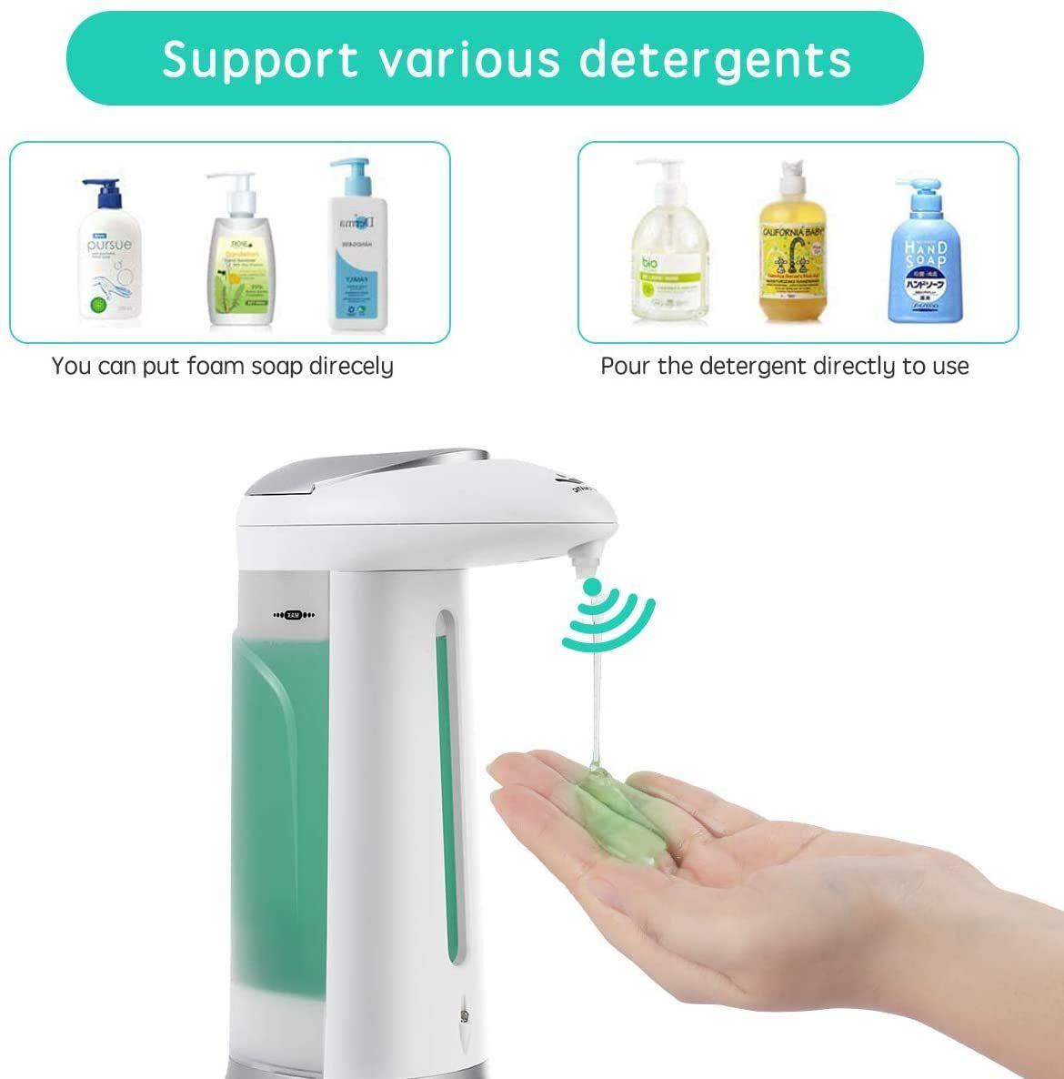 Dispensador automático de jabón alcohol gel sin contacto 400ml-3
