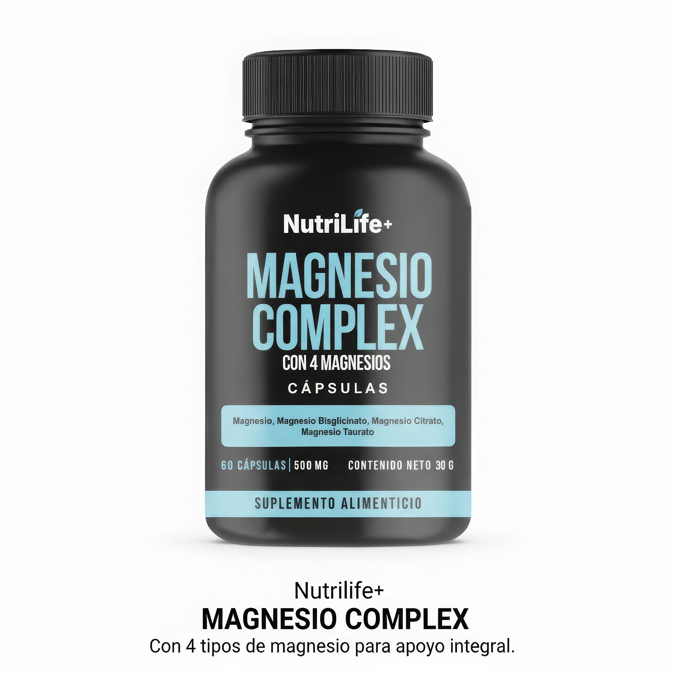 Pack 2 Magnesio Complex Con 4 Magnesio 120 Capsulas Nutrilife+ 500mg Sin Sabor Bienestar-6