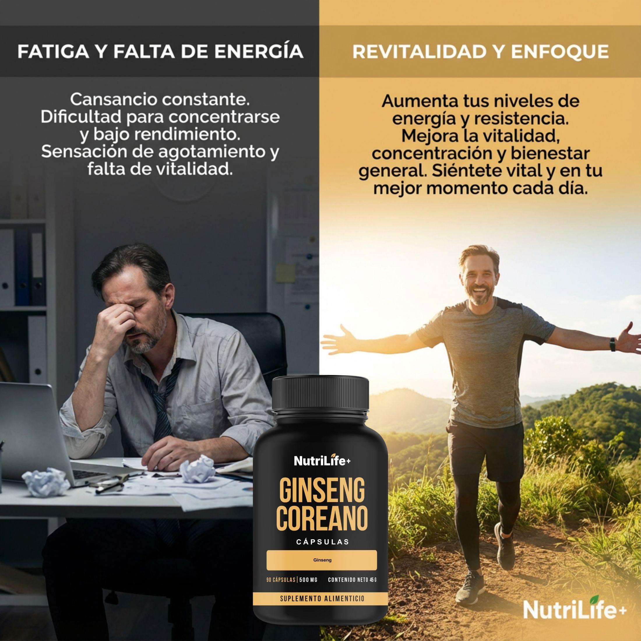 Pack 2 Ginseng Coreano 500mg Nutrilife 180 Caps Suplementos Para Concentraci n-2