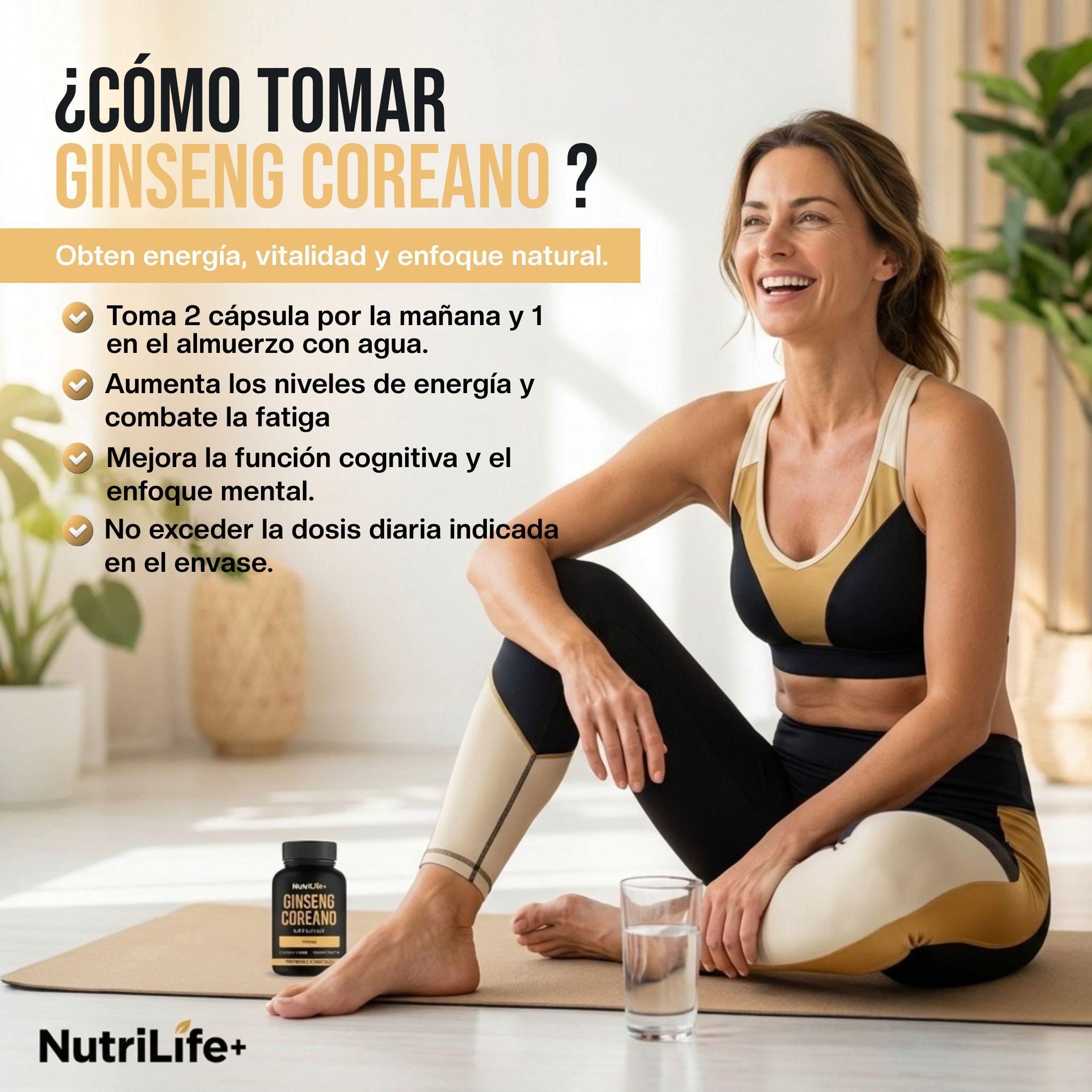 Pack 2 Ginseng Coreano 500mg Nutrilife 180 Caps Suplementos Para Concentraci n-6