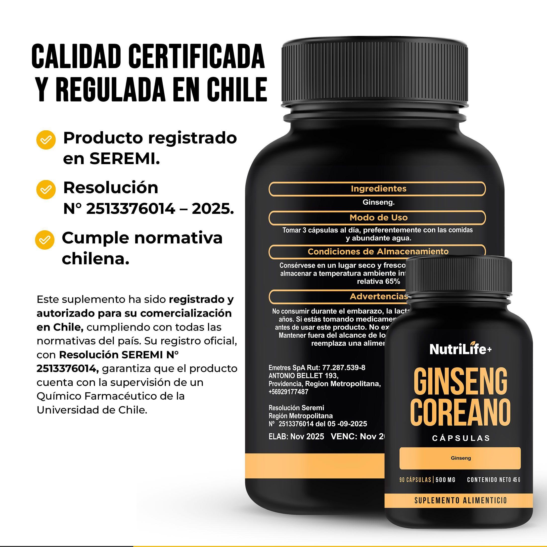 Pack 2 Ginseng Coreano 500mg Nutrilife 180 Caps Suplementos Para Concentraci n-9