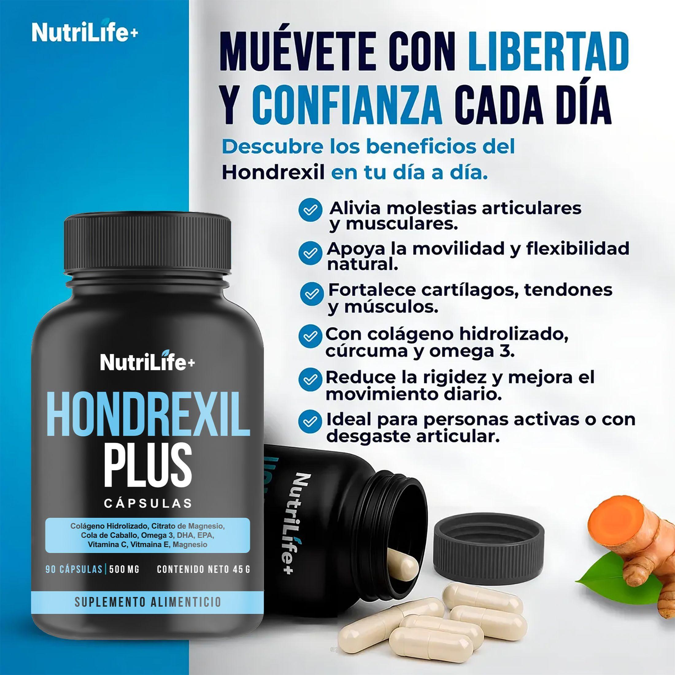 Hondrexil Plus 90 Cápsulas Nutrilife+ Ayuda Articulaciones Natural 500mg-7