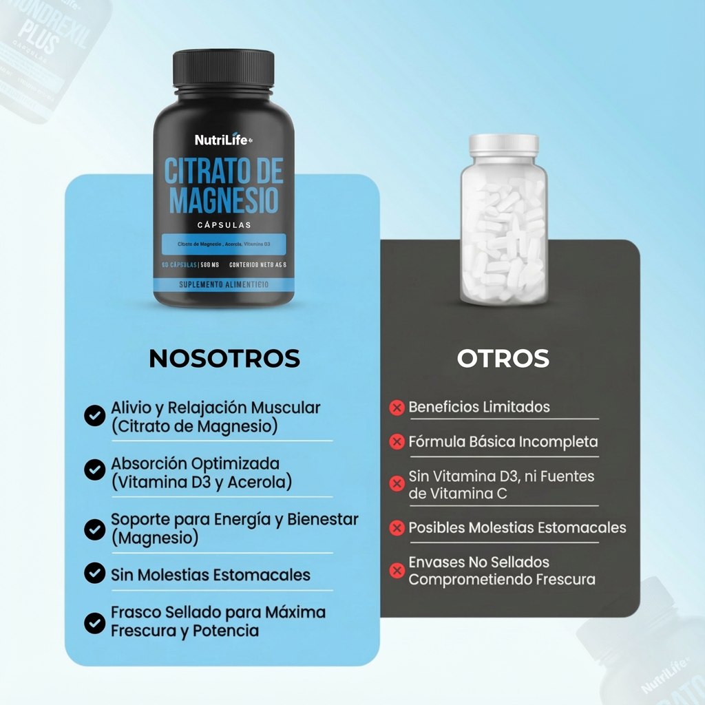 Pack 2 Citrato Magnesio 180 Capsulas 500mg Nutrilife Suplementos Sin Sabor-7