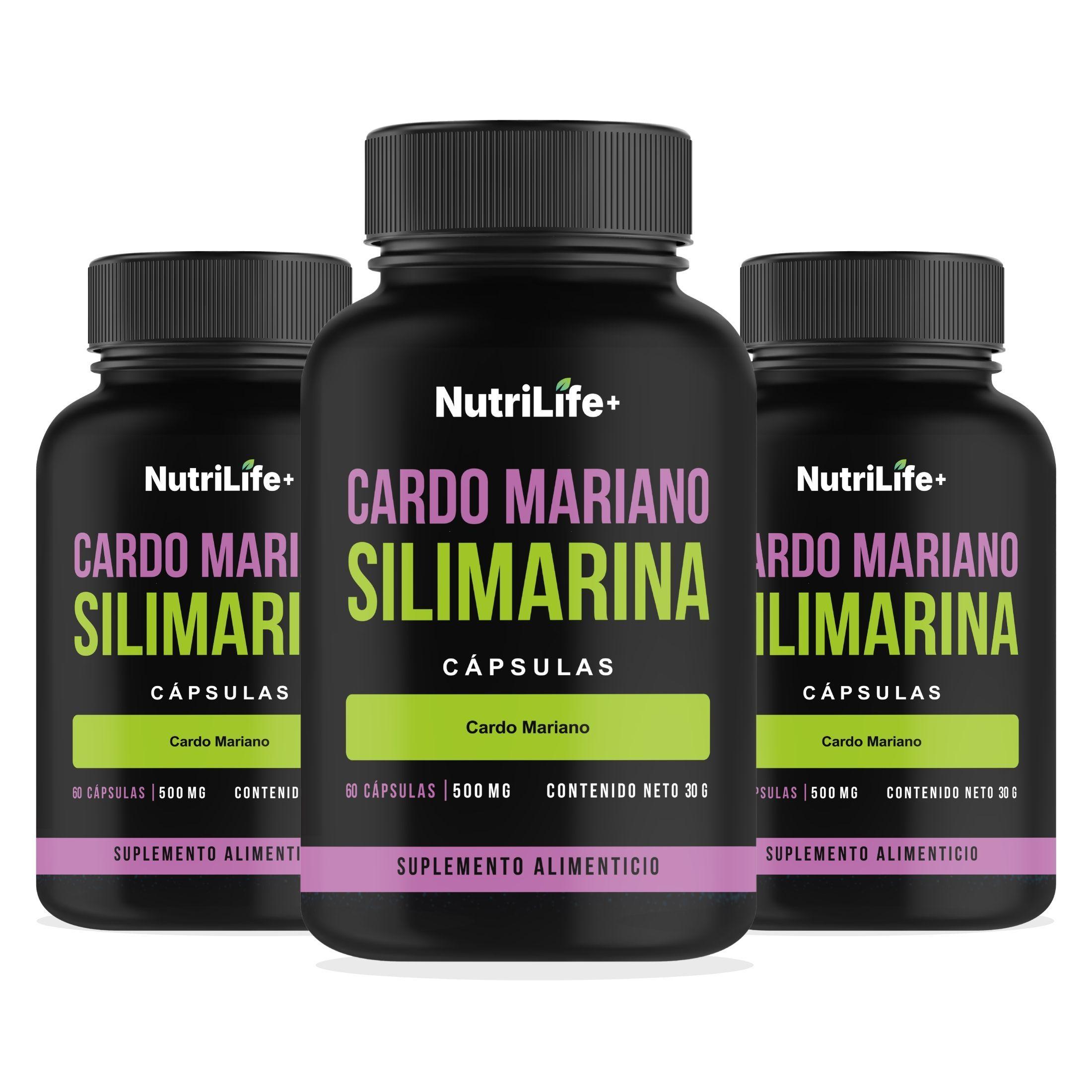 Pack 3 Cardo Mariano Capsulas 500mg Nutrilife Extracto De Cardo Mariano 180 Capsulas-0