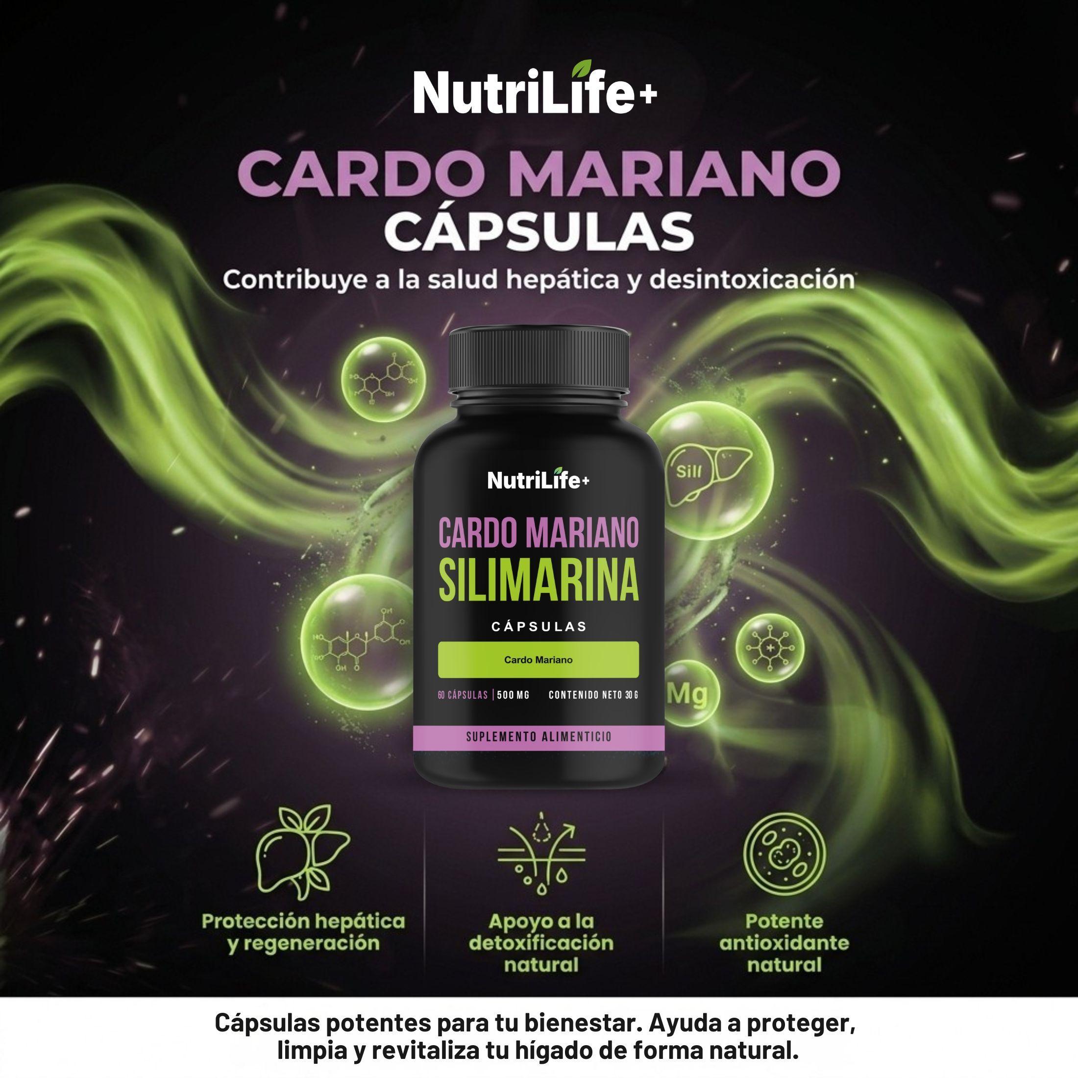 Pack 3 Cardo Mariano Capsulas 500mg Nutrilife Extracto De Cardo Mariano 180 Capsulas-1