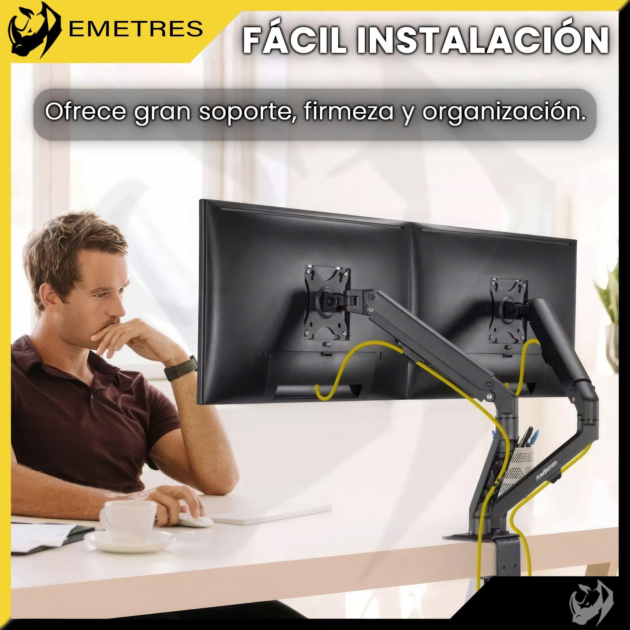 Soporte Brazo Doble Para Monitor 17 a 32 Pulgadas Color Negro Base Monitor-3