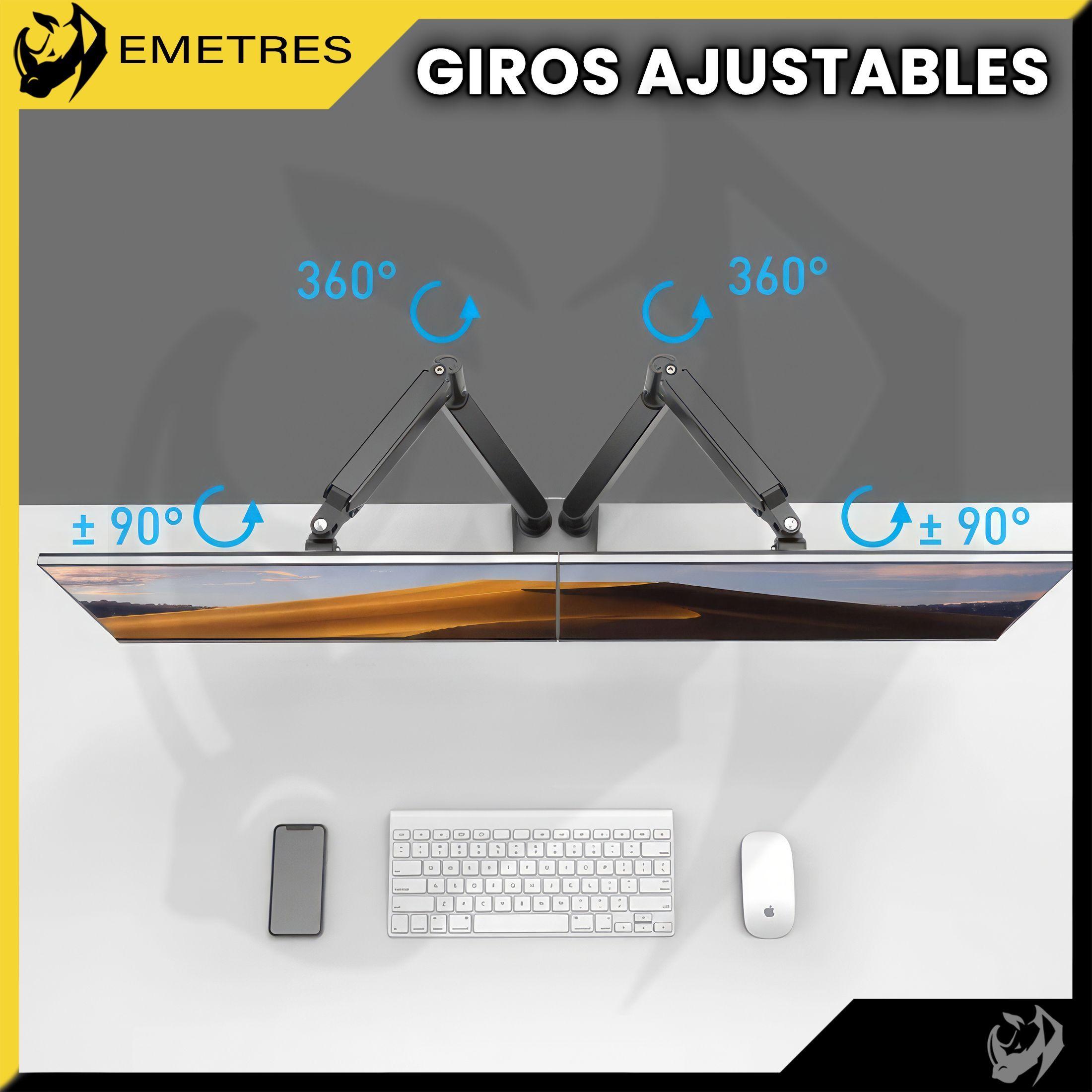 Soporte Brazo Doble Para Monitor 17 a 32 Pulgadas Color Negro Base Monitor-4