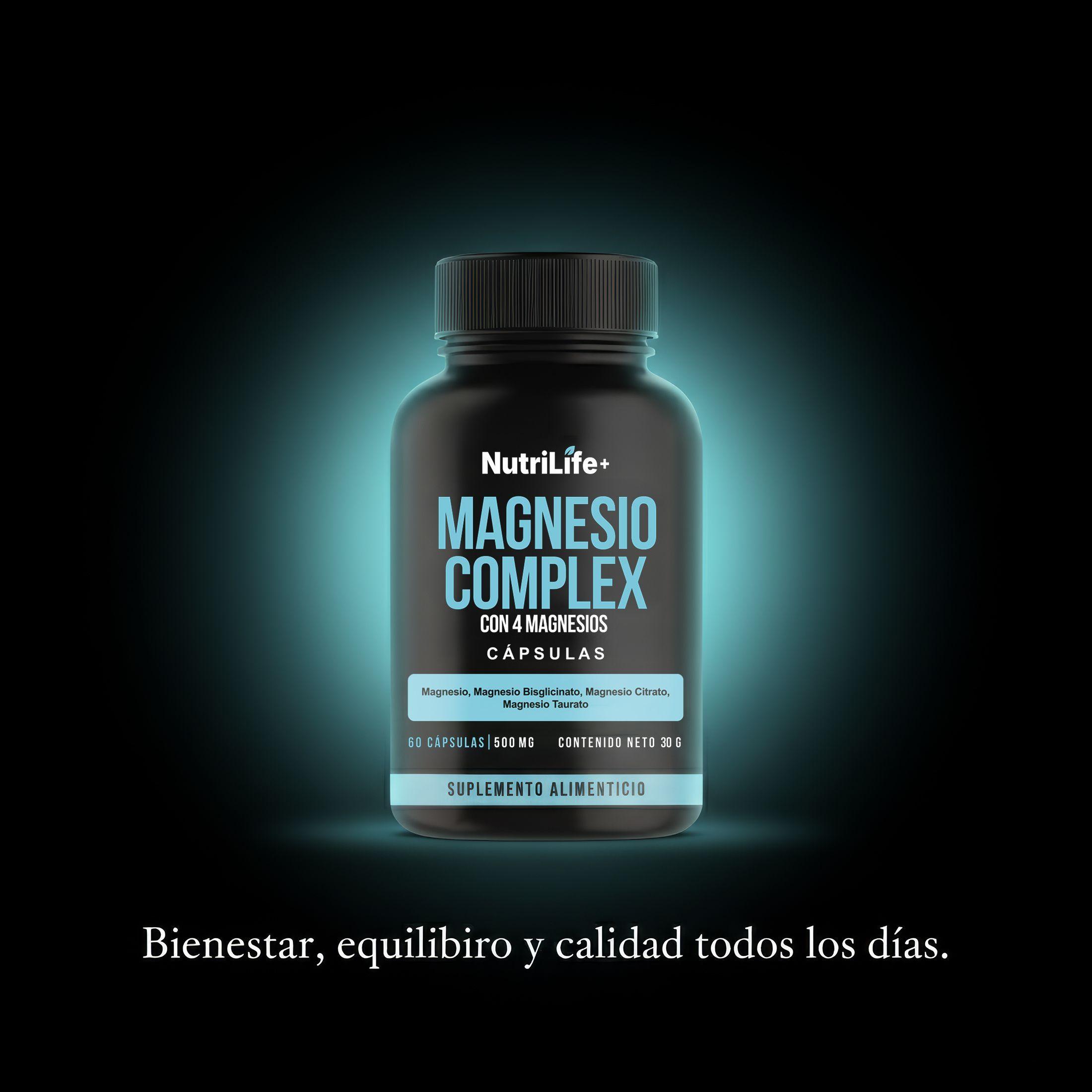 Magnesio Complex Con 4 Magnesio 60 Capsulas Nutrilife+ 500mg Sin Sabor Bienestar-6
