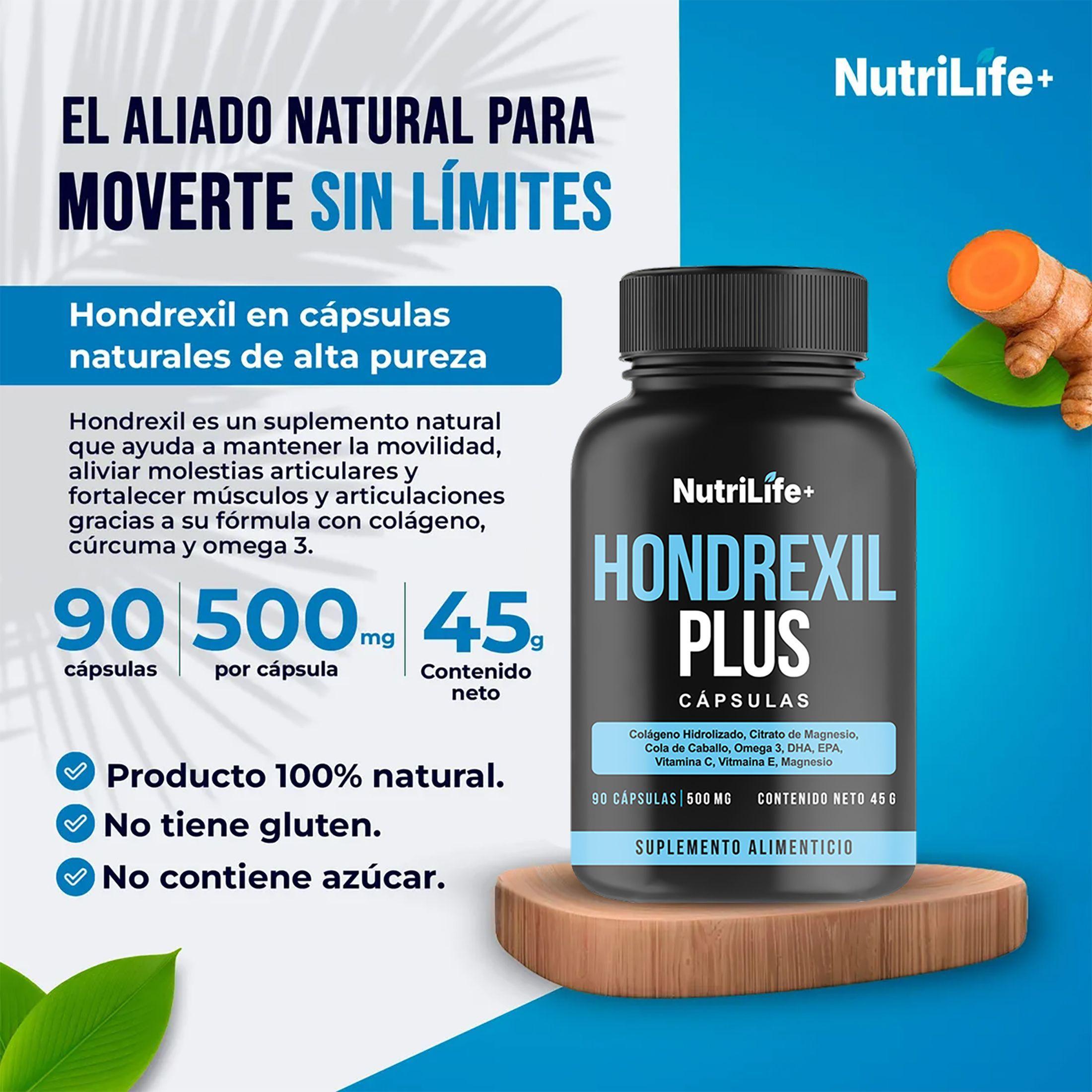 Pack 2 Hondrexil Plus 180 Capsulas Articulaciones Nutrilife+  500mg-5