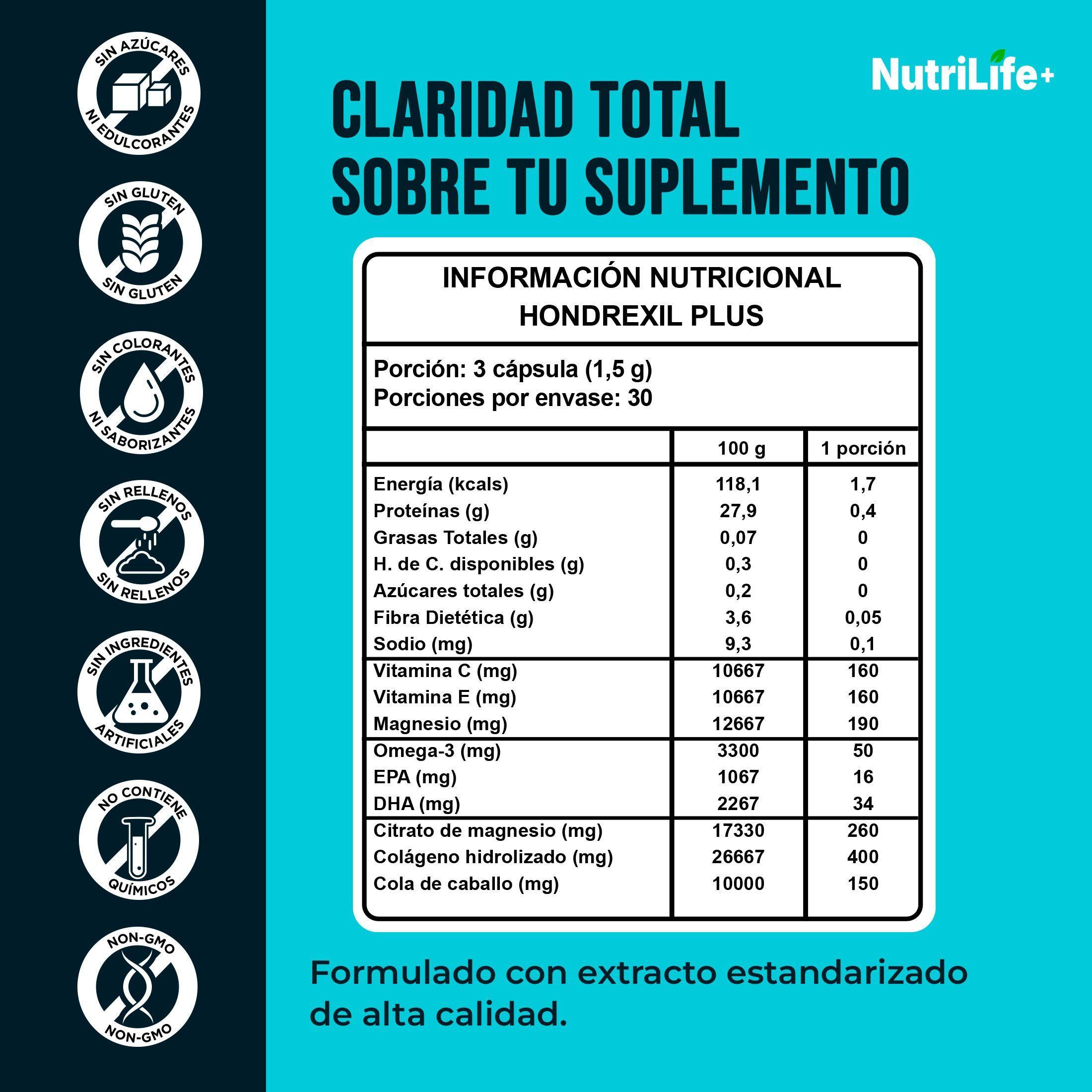 Pack 2 Hondrexil Plus 180 Capsulas Articulaciones Nutrilife+  500mg-3