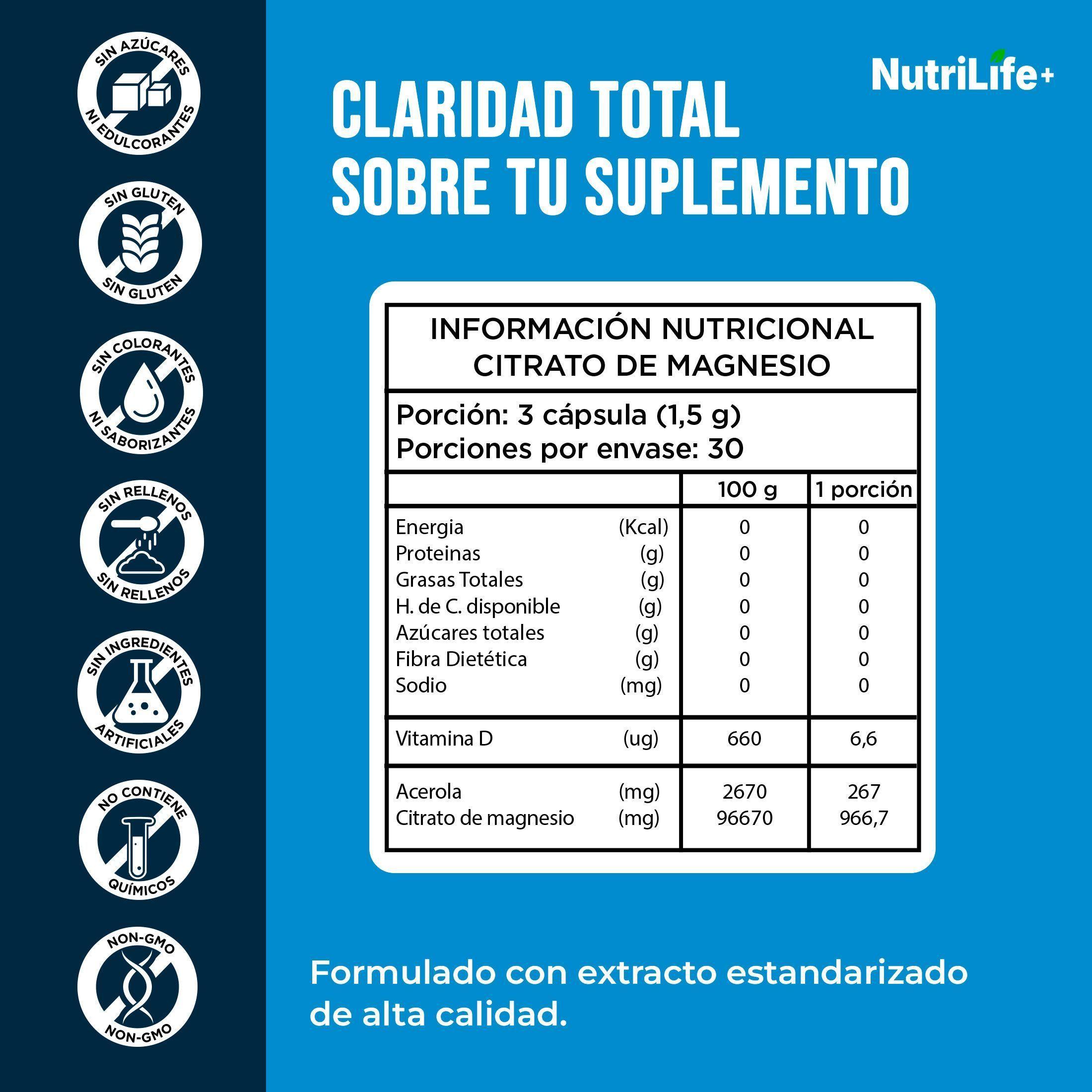 Citrato de Magnesio Nutrilife+ 90 Cáps Veganas Alta Absorción Libre de Glute-3