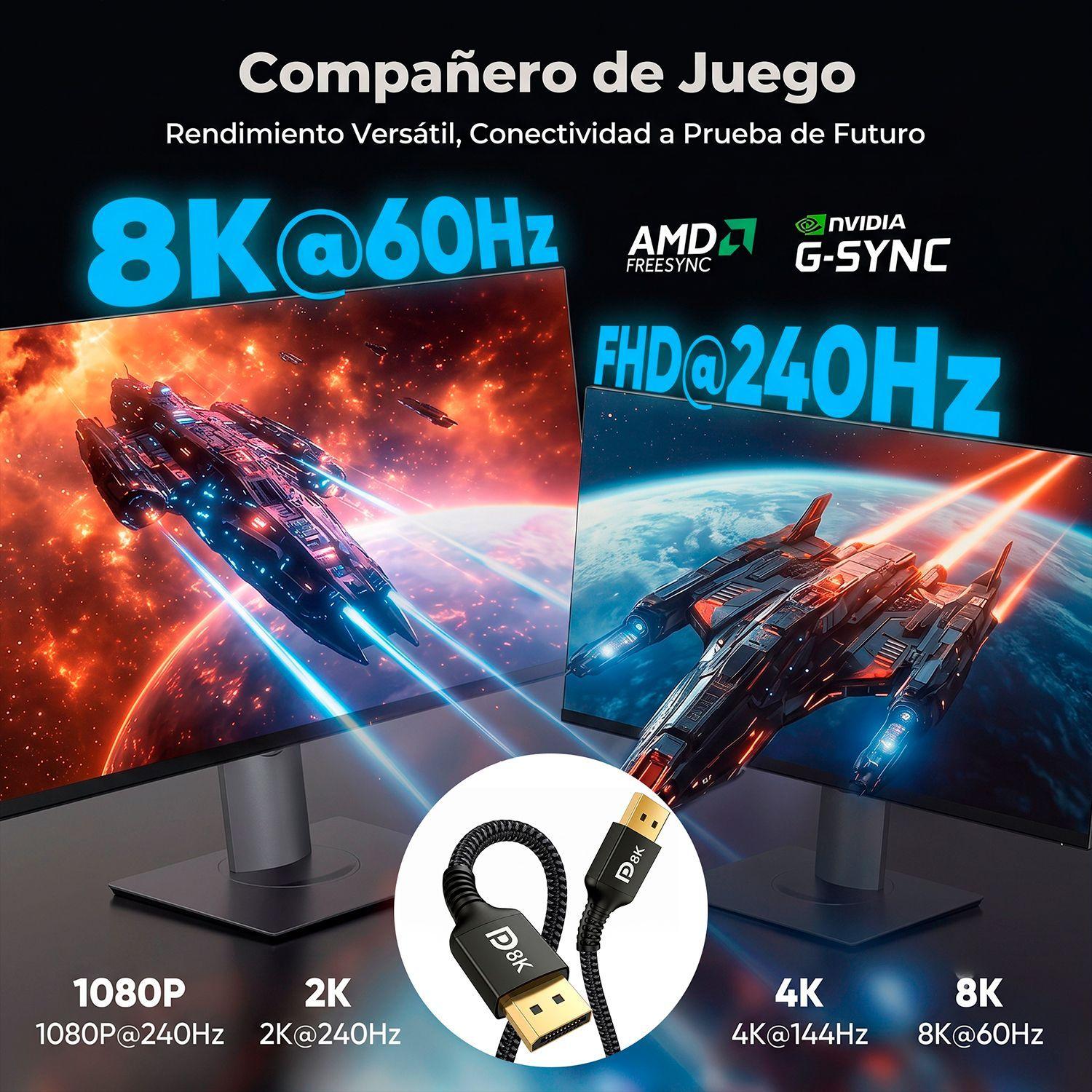 Cable Dp DisplayPort A DisplayPort 8K 2Metros 240Hz-3