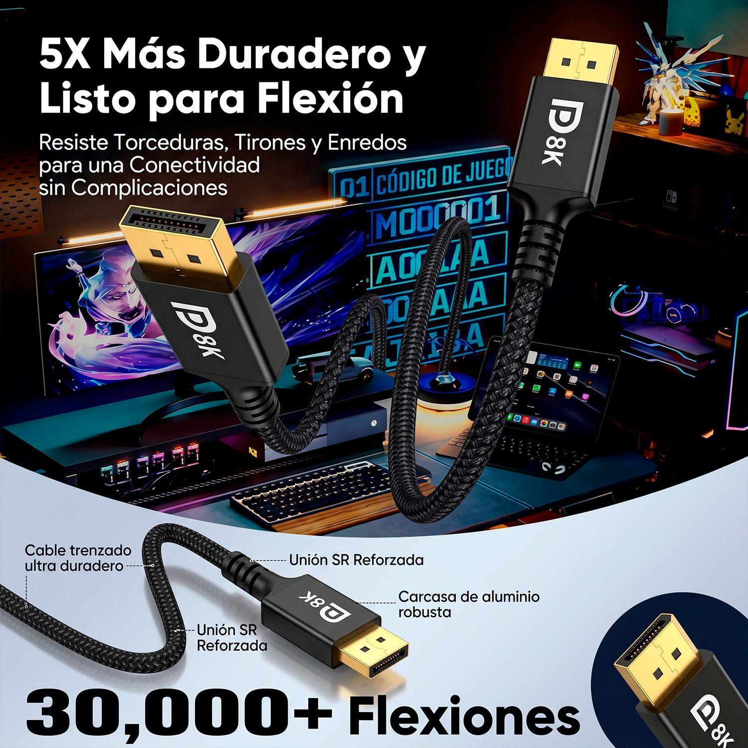 Cable Dp DisplayPort A DisplayPort 8K 2Metros 240Hz-5