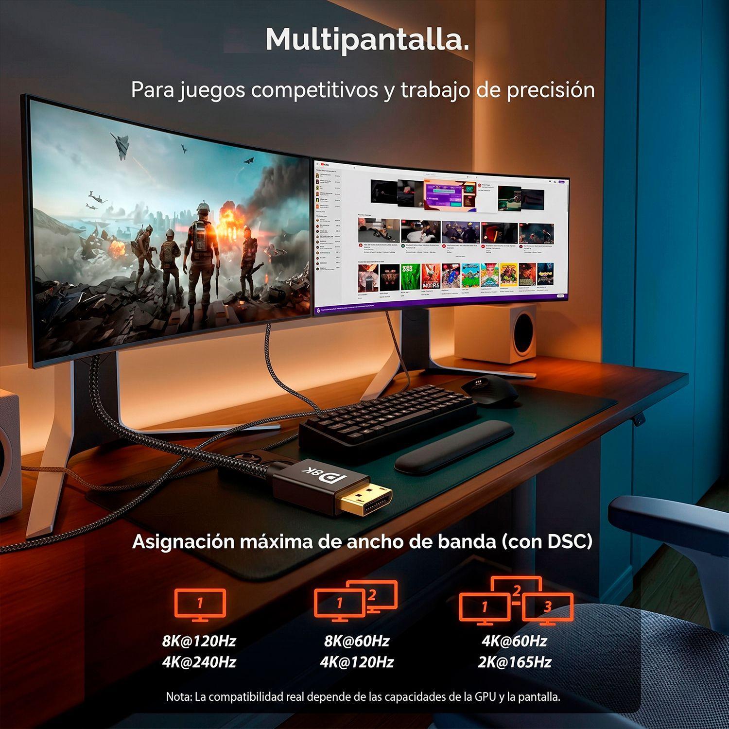 Cable Dp DisplayPort A DisplayPort 8K 2Metros 240Hz-6