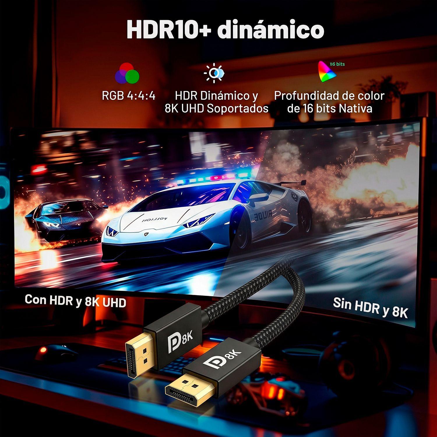 Cable Dp DisplayPort A DisplayPort 8K 2Metros 240Hz-8