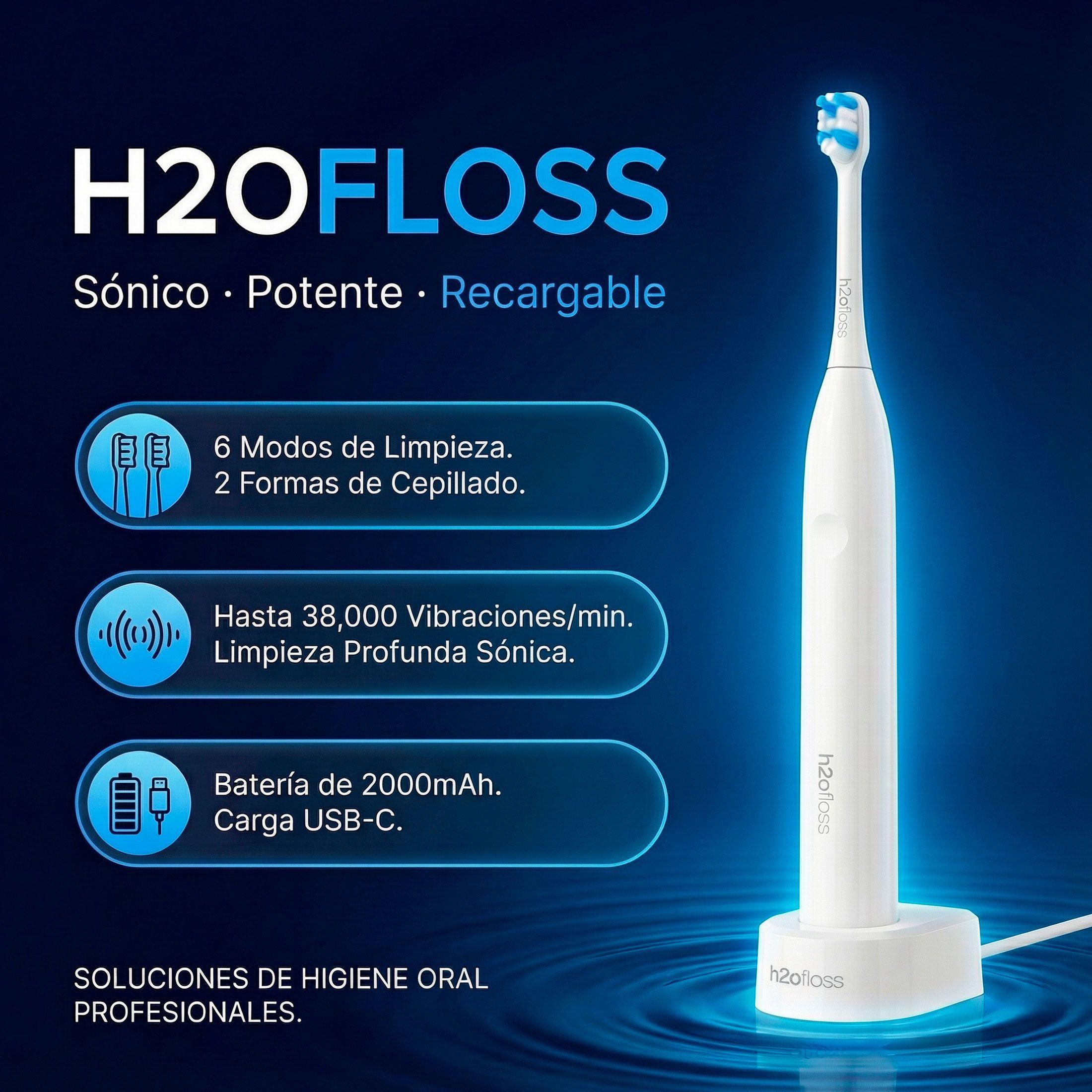 Cepillo De Dientes El ctrico S nico H2ofloss Color Blanco-3